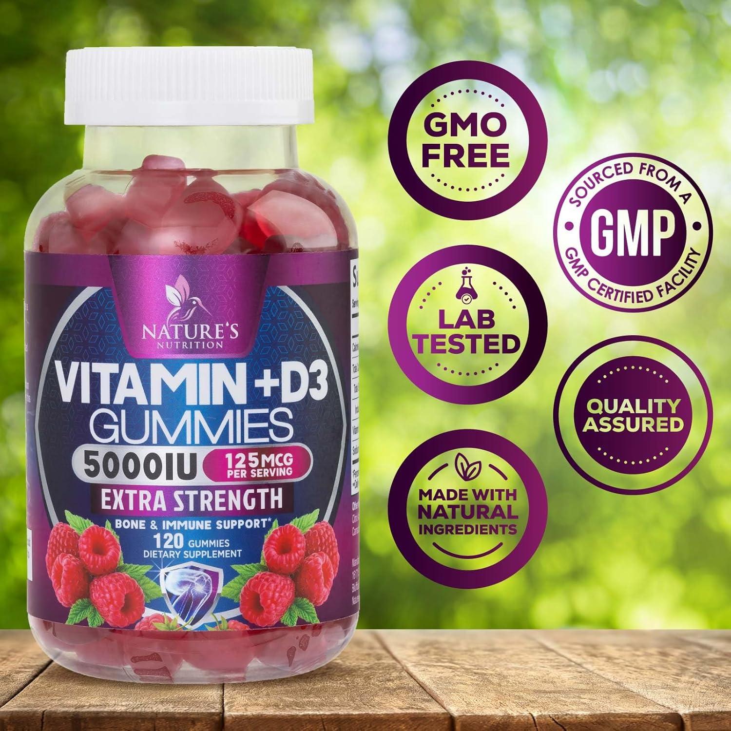 Suplemento Vitamina D3 Gummy 5000 IU Nature's Nutrition - 120 Gomas