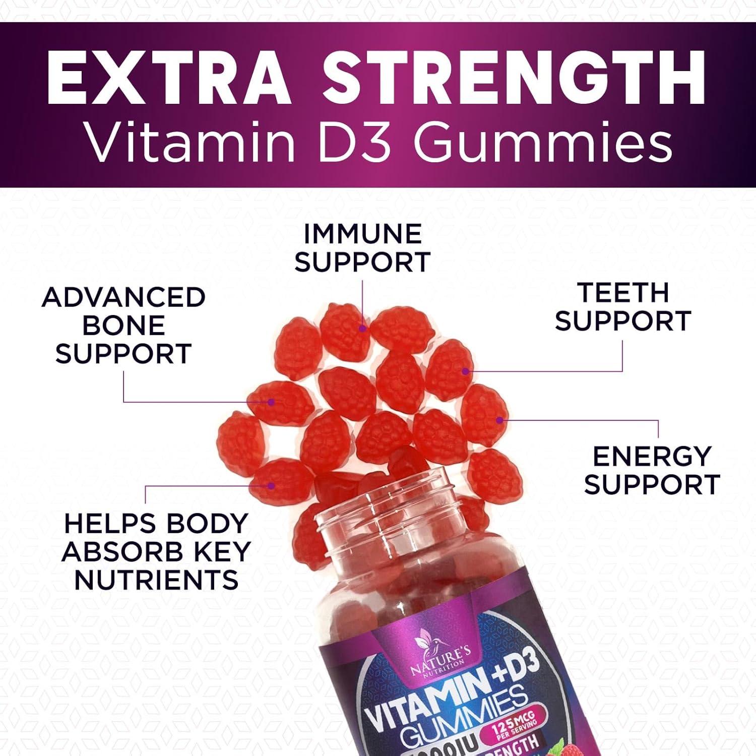 Suplemento Vitamina D3 Gummy 5000 IU Nature's Nutrition - 120 Gomas