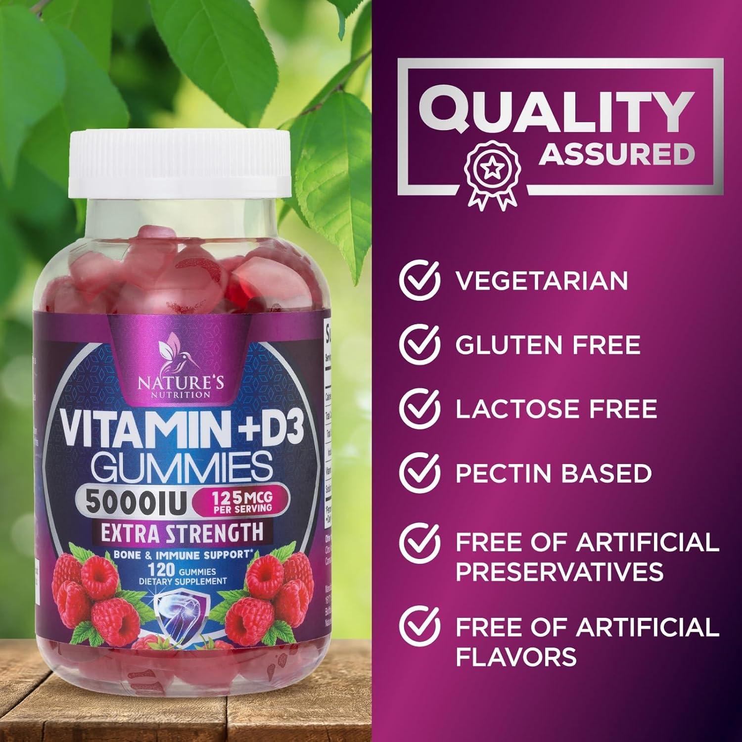 Suplemento Vitamina D3 Gummy 5000 IU Nature's Nutrition - 120 Gomas
