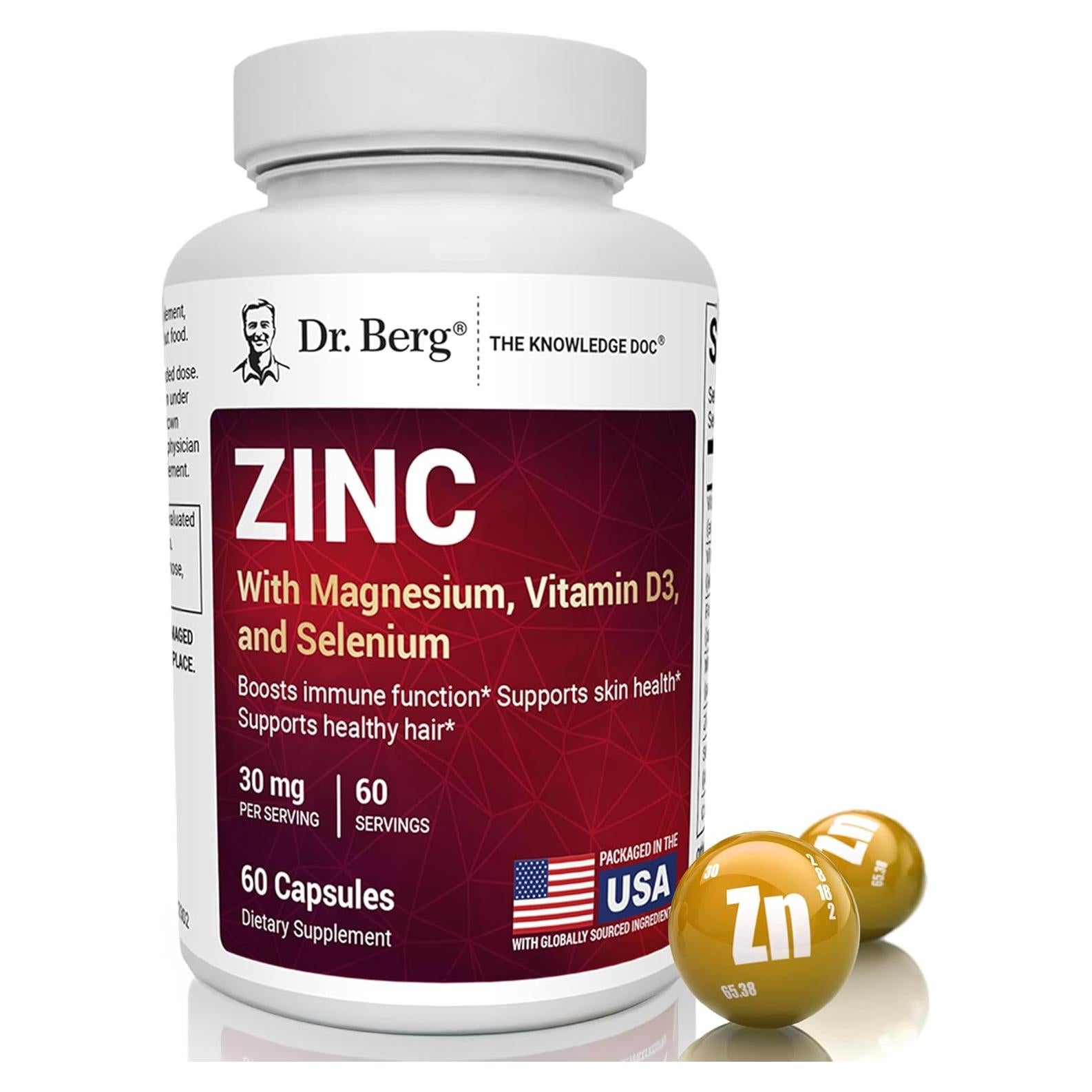 Suplemento de Zinc Dr. Berg 30mg con Magnesio y Vitamina D3 - 60 Cápsulas