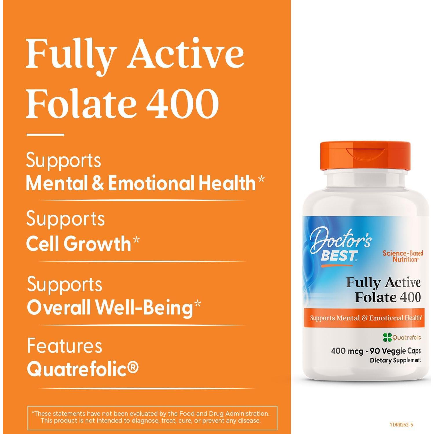 Folate Activo Doctor's Best Quatrefolic 400 mcg 90 VC