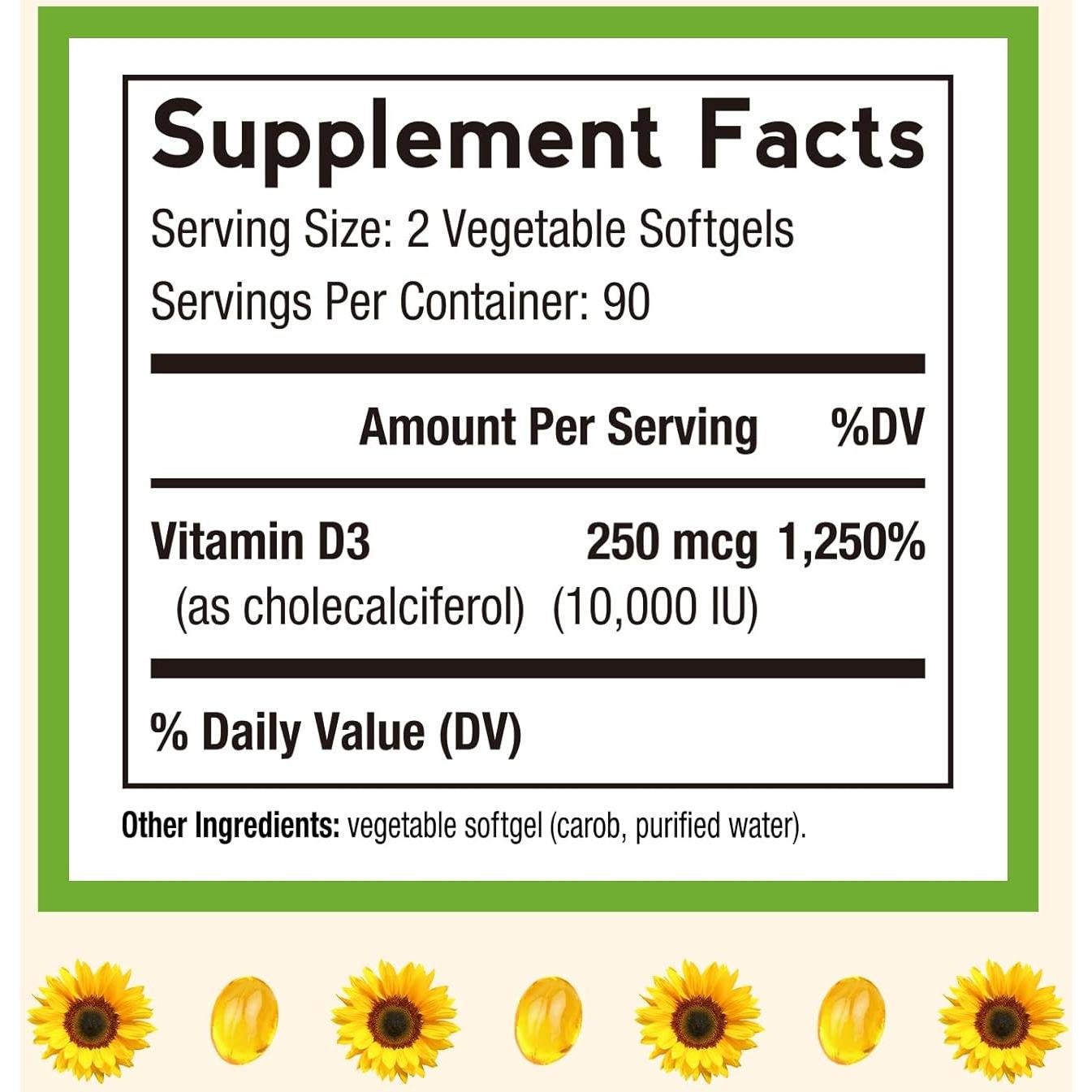 Vitamina D3 10000 UI Recetas del Doctor - 180 Cápsulas Vegetarianas