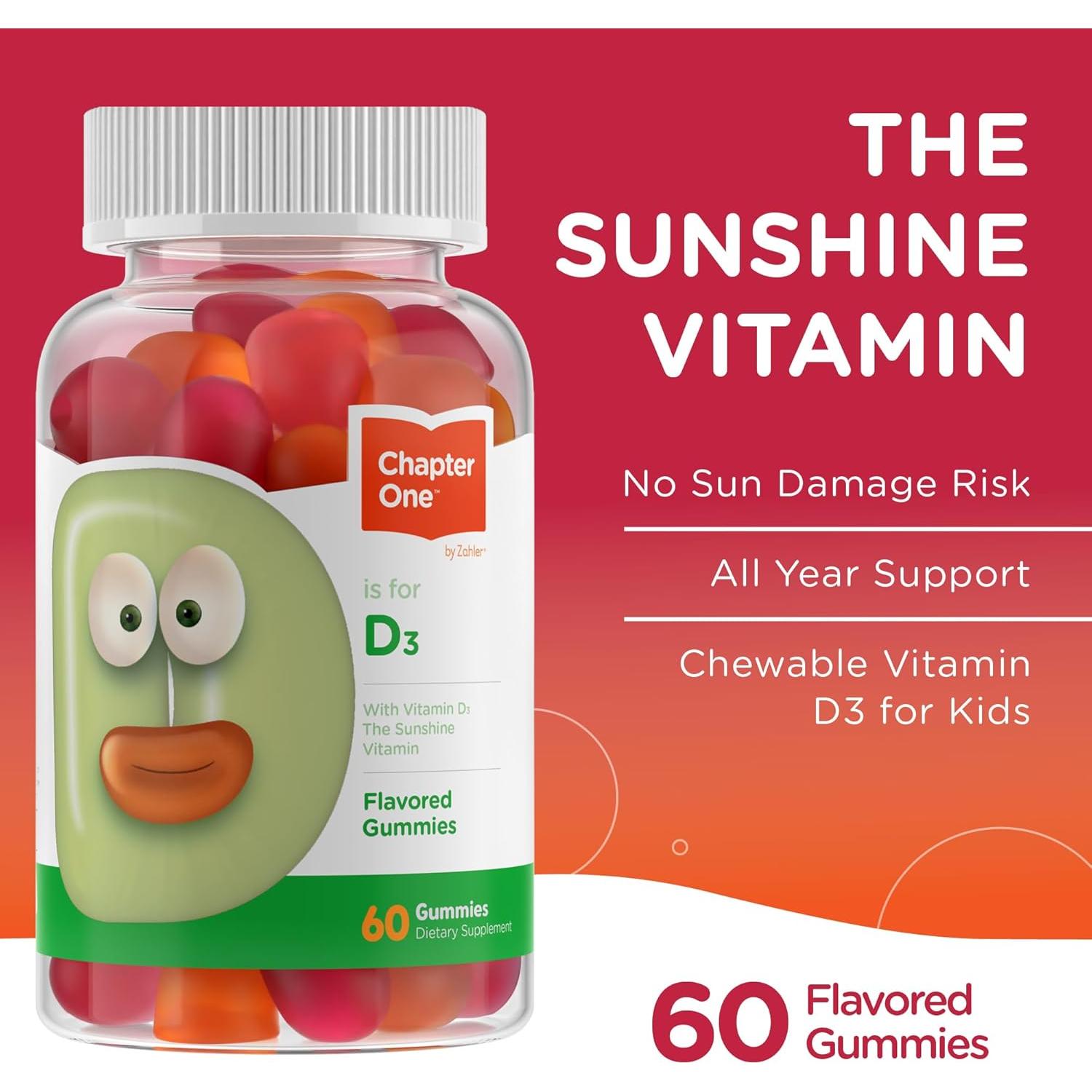 Gominolas de Vitamina D3 Zahler 1000 UI 60 Unidades Kosher