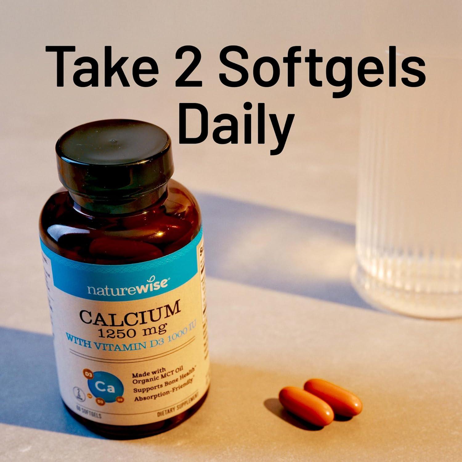 NatureWise Suplemento de Calcio 1250mg + Vitamina D3 1000UI