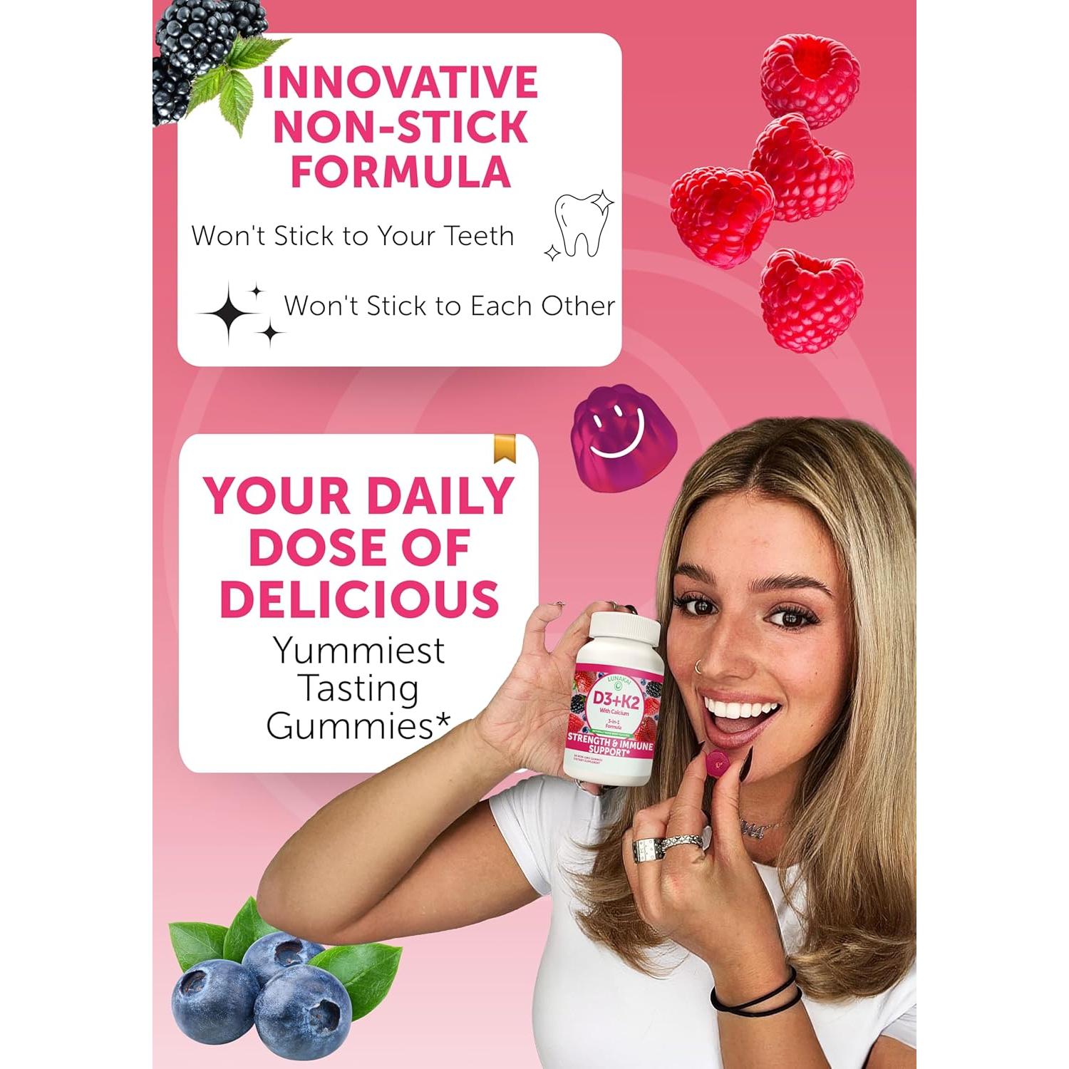 Gomas de Vitamina D3 K2 Lunakai 60ct - Veganas y Sin OGM