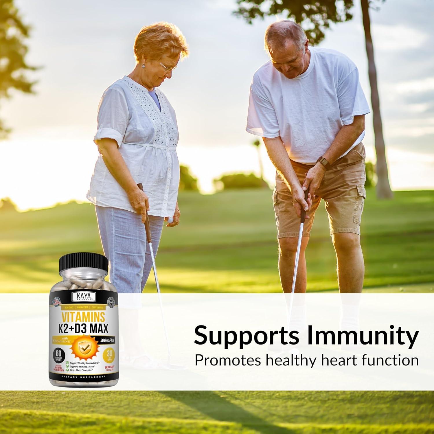 Kaya Naturals Vitaminas K2 + D3 180 Cápsulas Suplemento