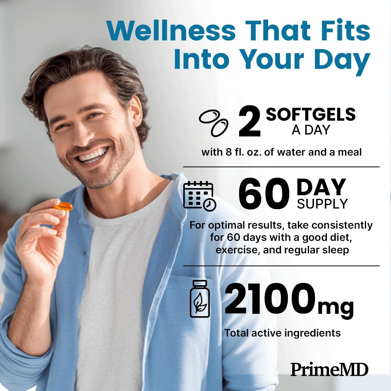 Suplemento Omega 3 PrimeMD 2100mg con D3 K2 y CoQ10 - 120 geles