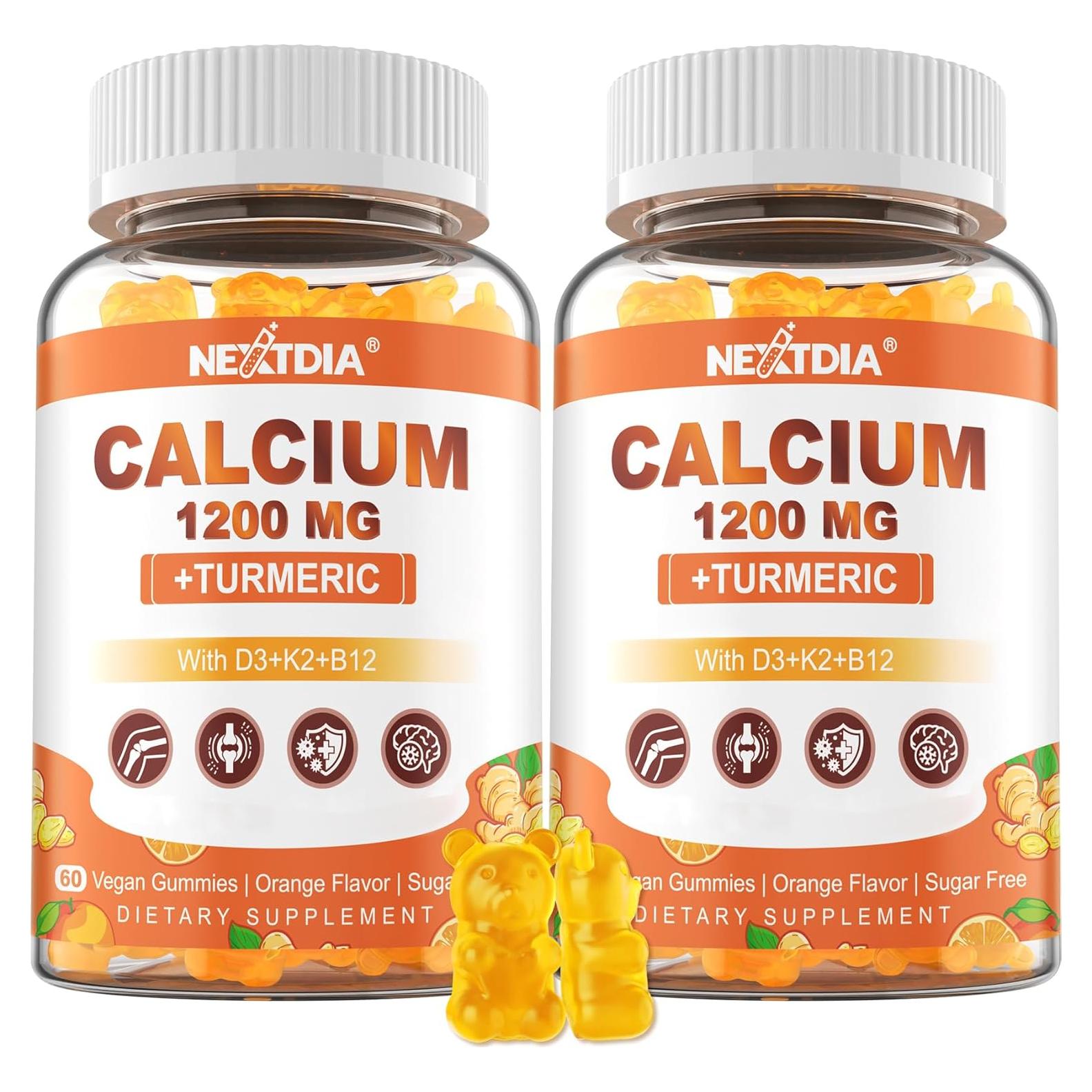 Suplemento de Calcio 1200mg con Vitamina D3 K2 B12 - Vegano