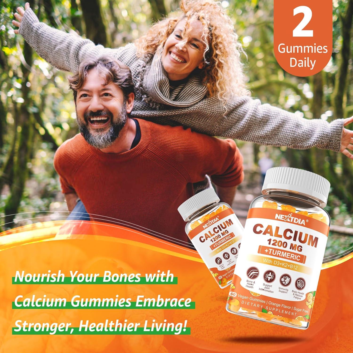 Suplemento de Calcio 1200mg con Vitamina D3 K2 B12 - Vegano