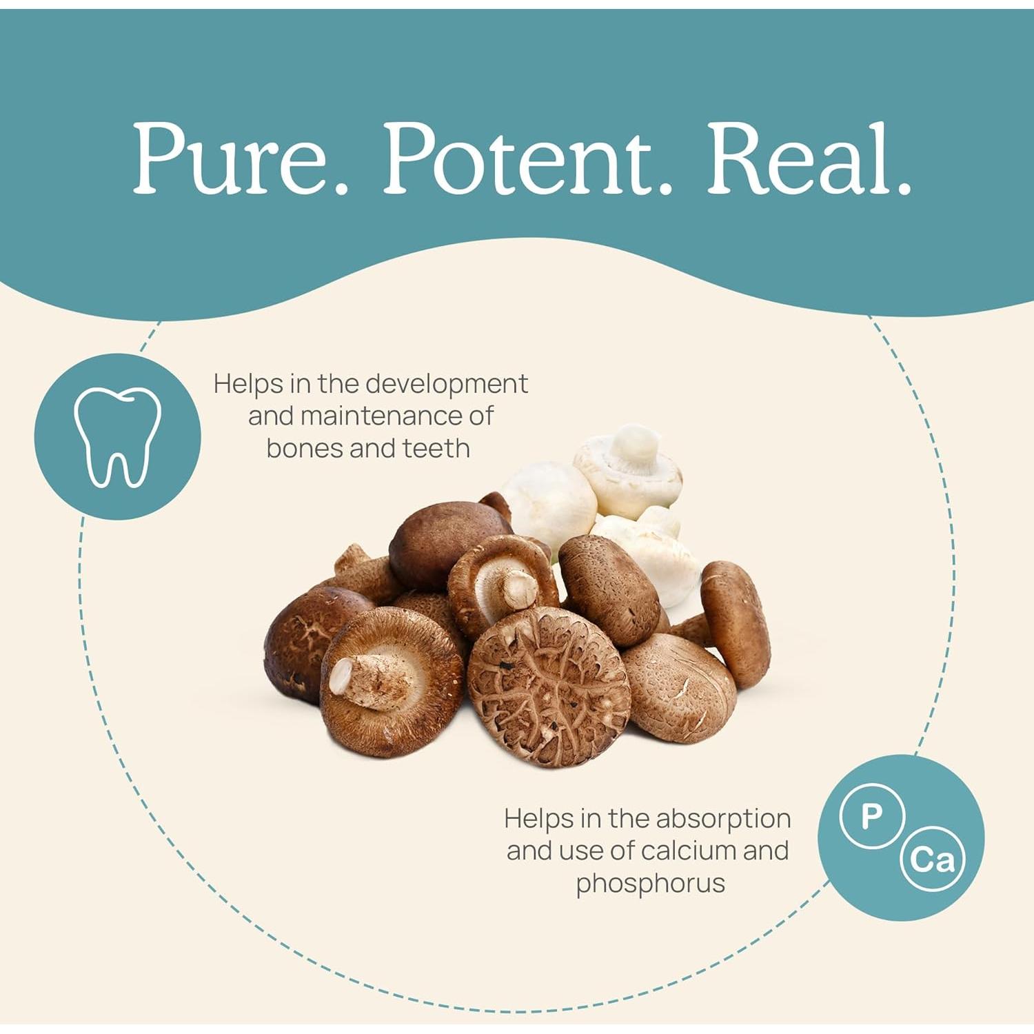 Vitamina D2 Vegana Real Mushrooms 1000 UI - 120 Cápsulas