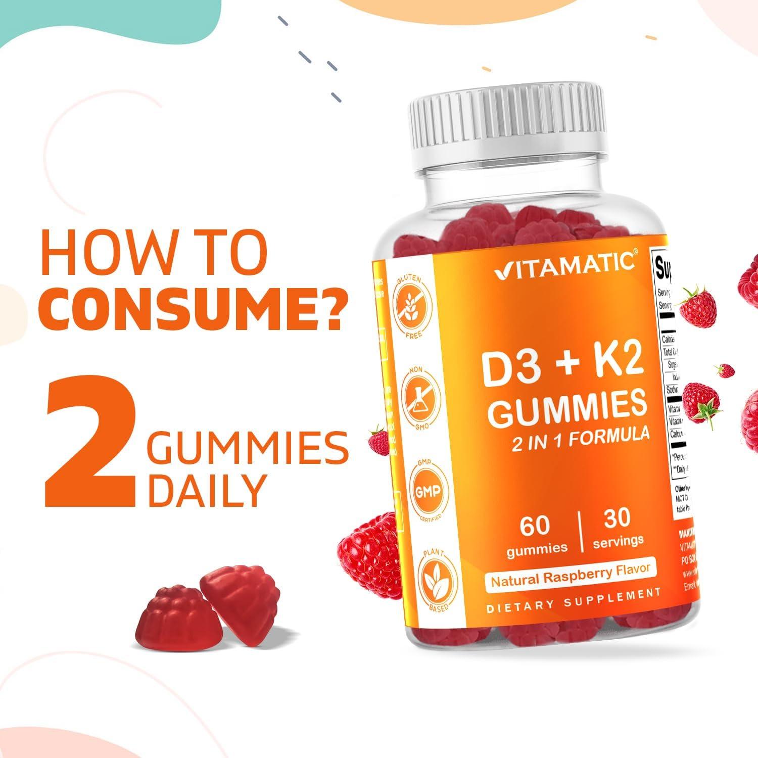 Gomitas Vitamatic Vitamina D3 + K2 60 Unidades - Salud Ósea y Cardiaca