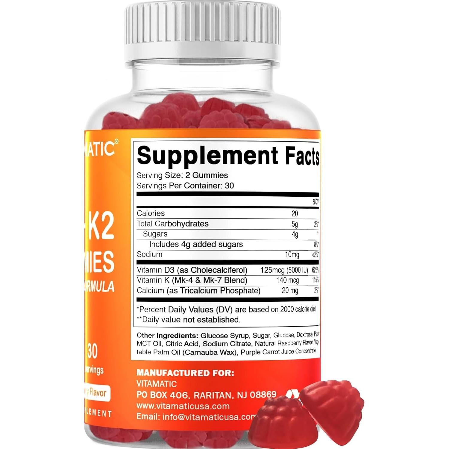 Gomitas Vitamatic Vitamina D3 + K2 60 Unidades - Salud Ósea y Cardiaca