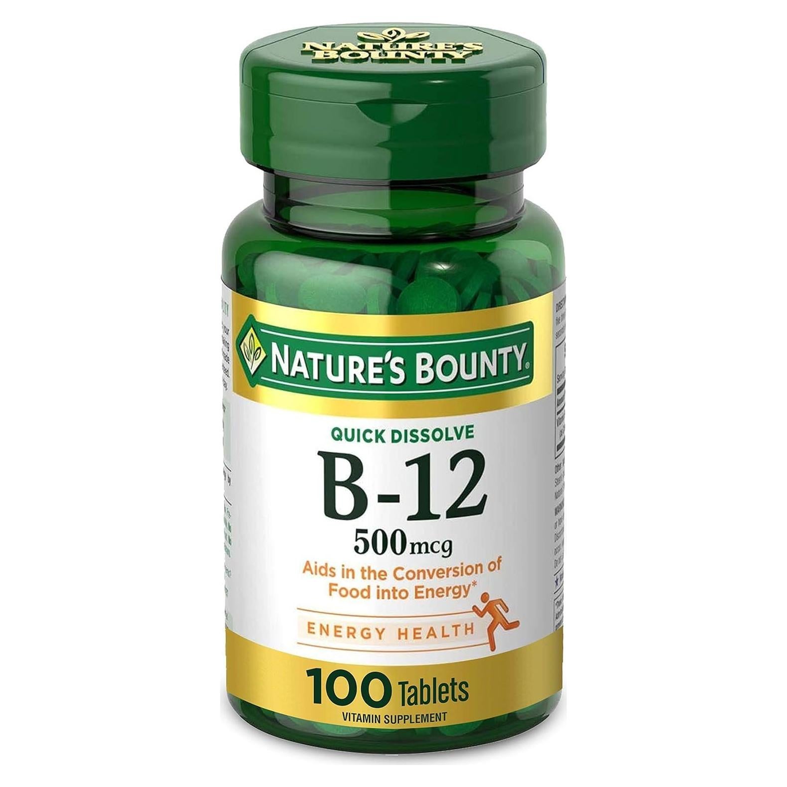 Vitaminas B-12 Sublinguales Nature's Bounty 500 mcg 100 Microlozenges