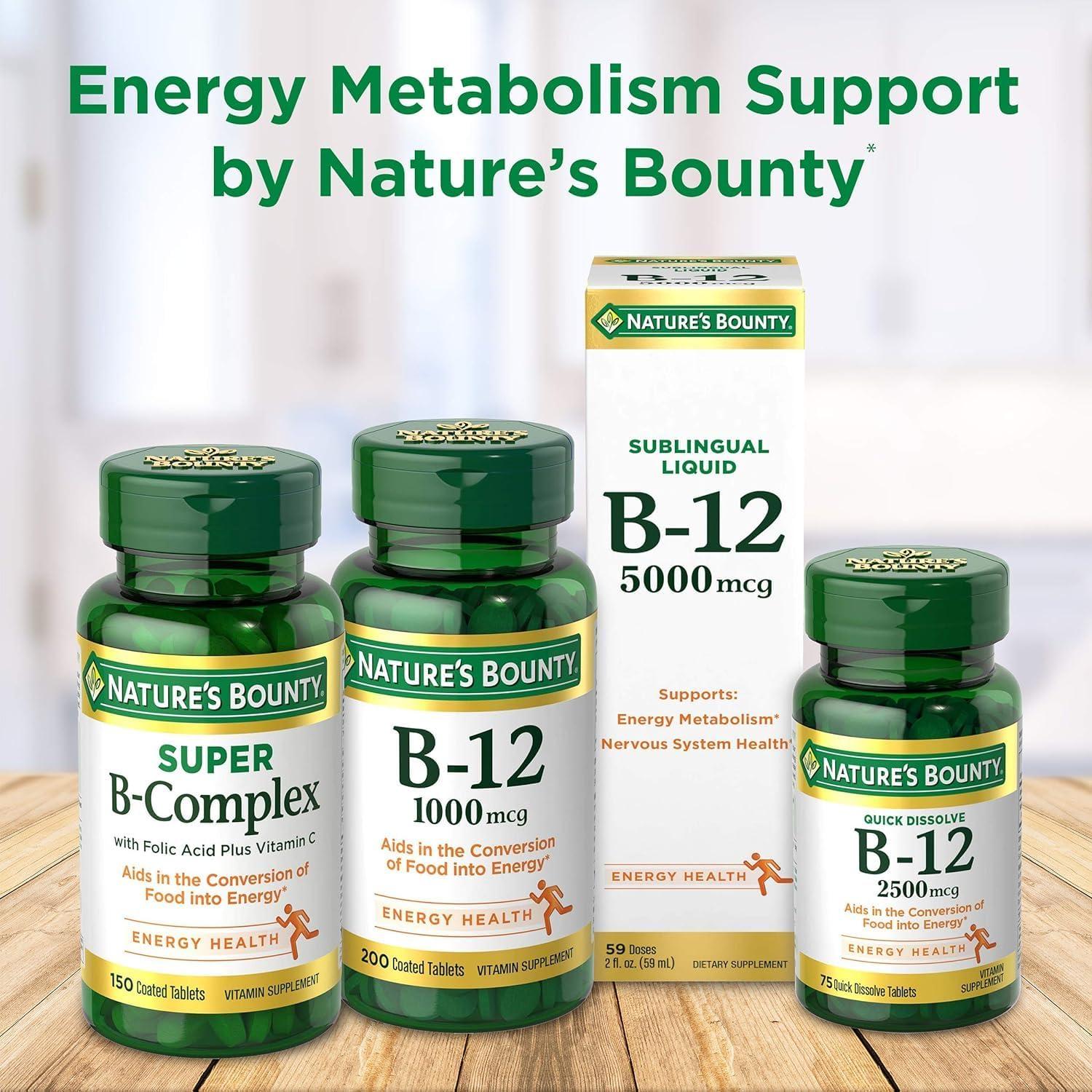 Vitaminas B-12 Sublinguales Nature's Bounty 500 mcg 100 Microlozenges