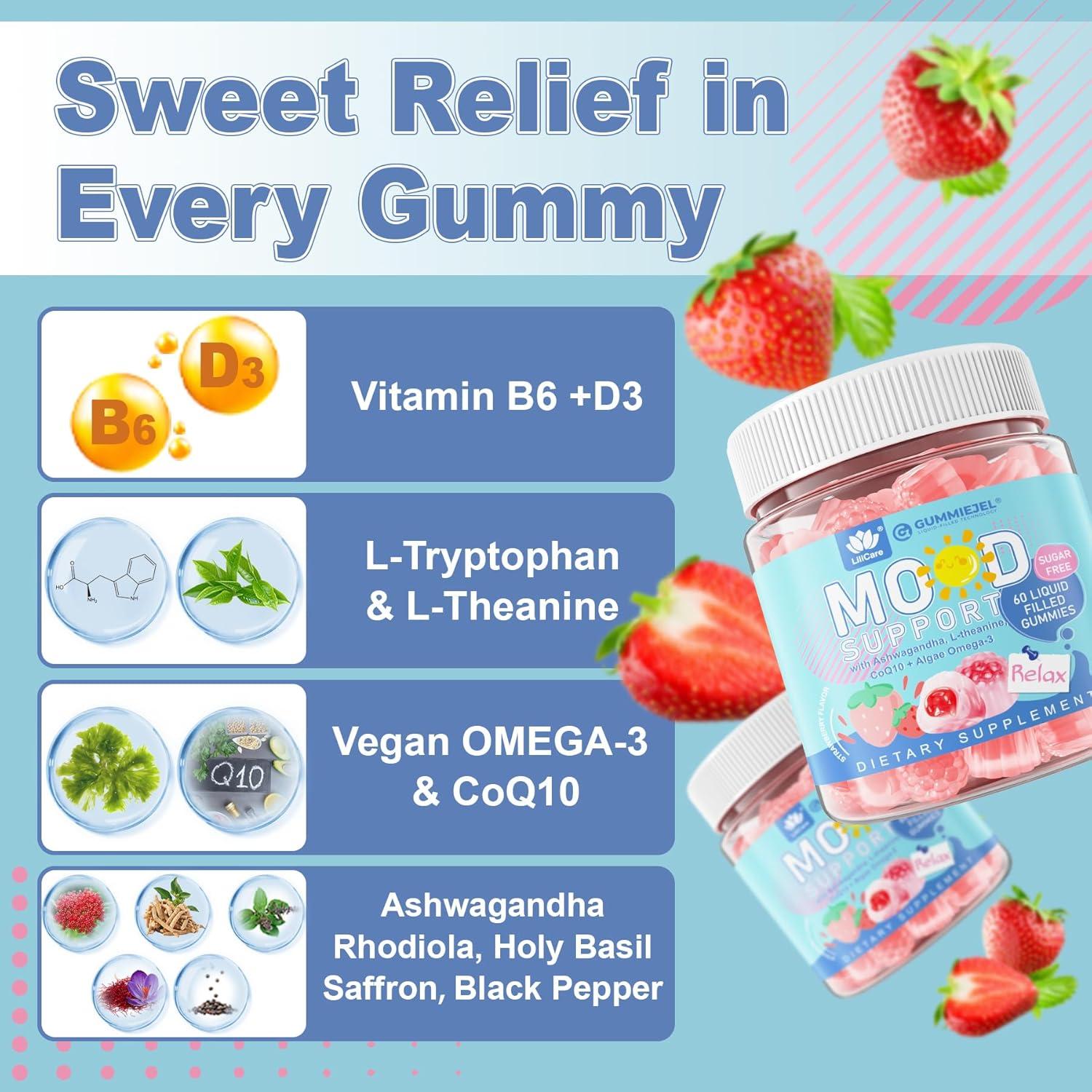 Gomitas Calmantes Veganas LILICARE 60 Unidades Sabor Fresa