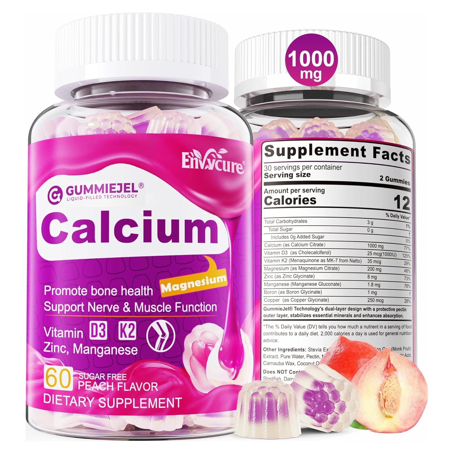 Gomitas de Calcio EnvyCure 1000mg Veganas con D3 y K2