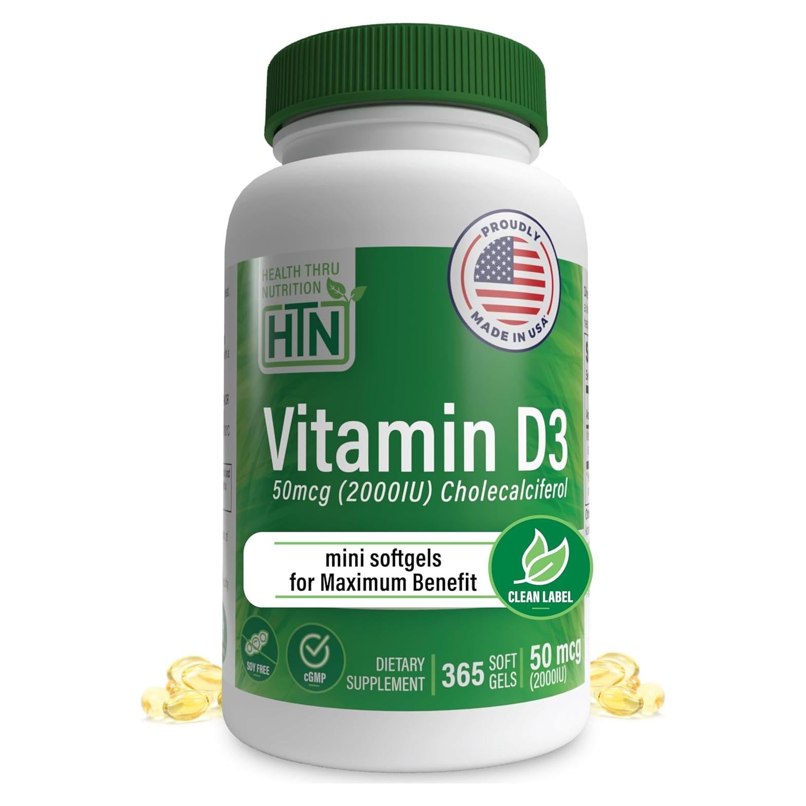 Vitamina D3 2000 IU Colecalciferol 50 mcg Salud a Través de la Nutrición