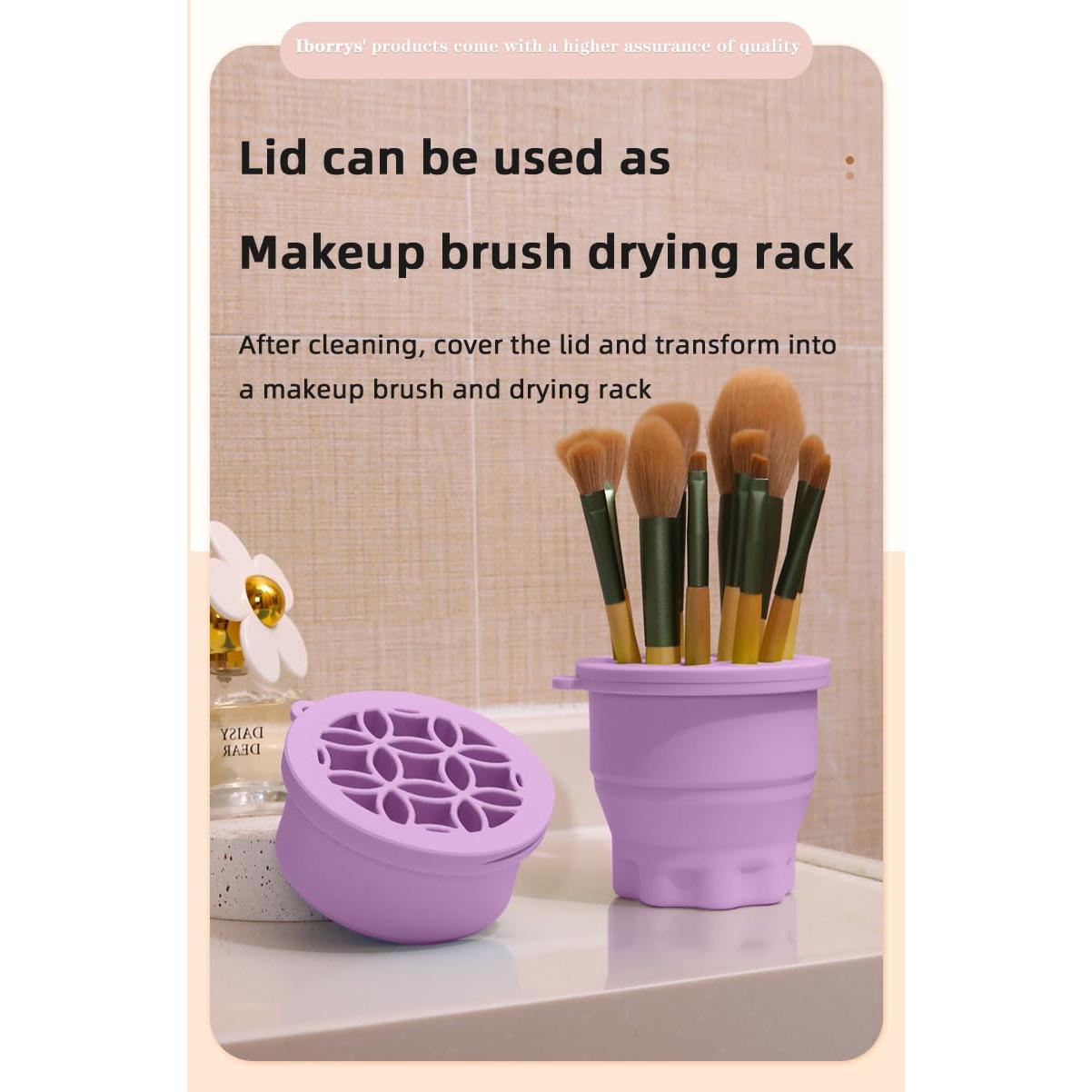 Taza de limpieza 2 en 1 de brochas de maquillaje - Púrpura