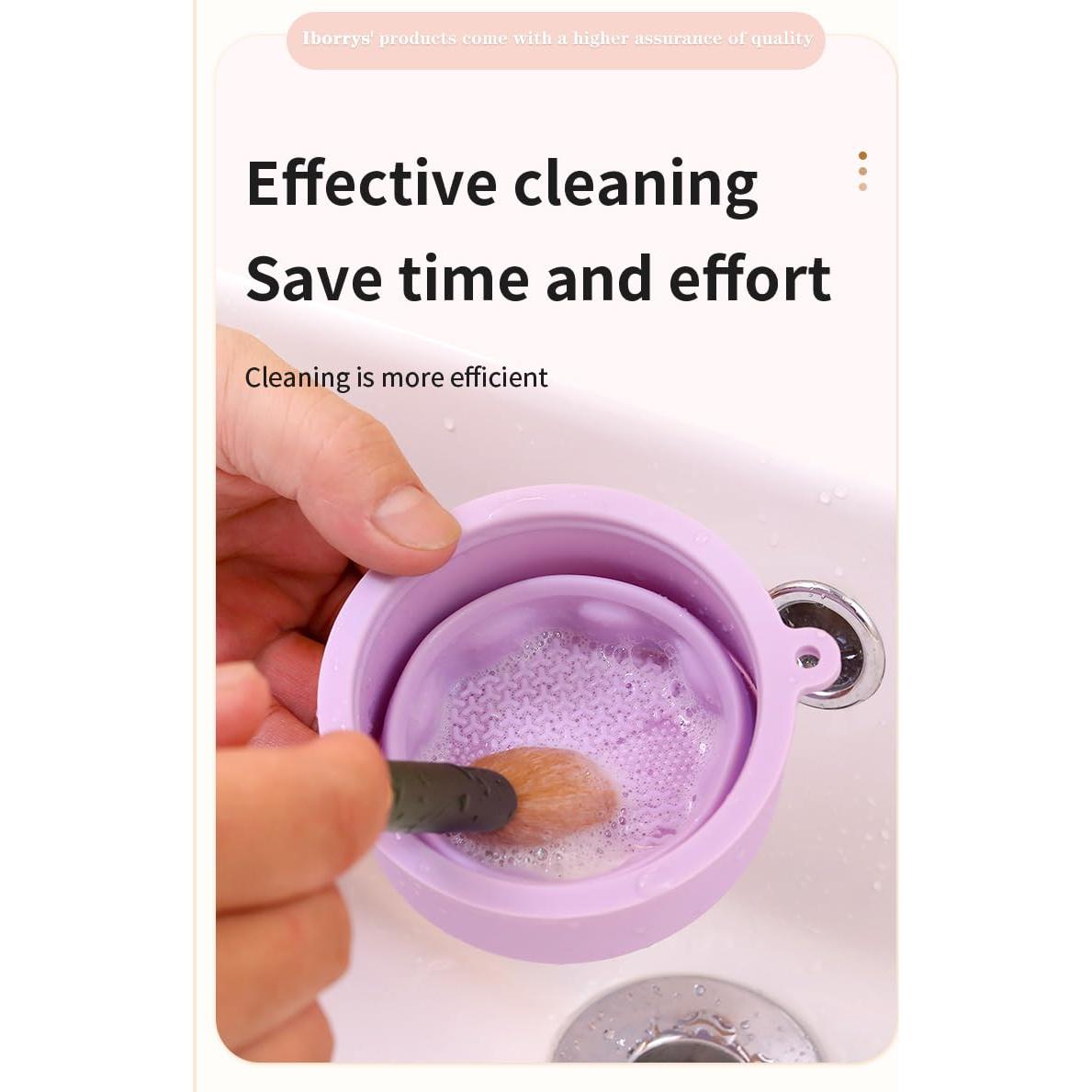 Taza de limpieza 2 en 1 de brochas de maquillaje - Púrpura