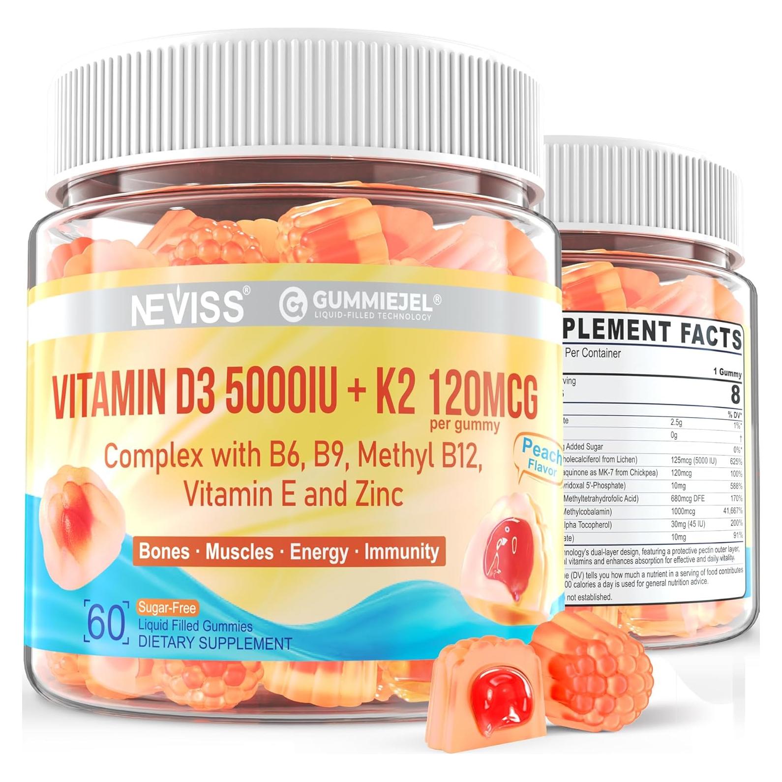 Gominolas de Vitamina D3 5000UI + K2 120mcg NEVISS