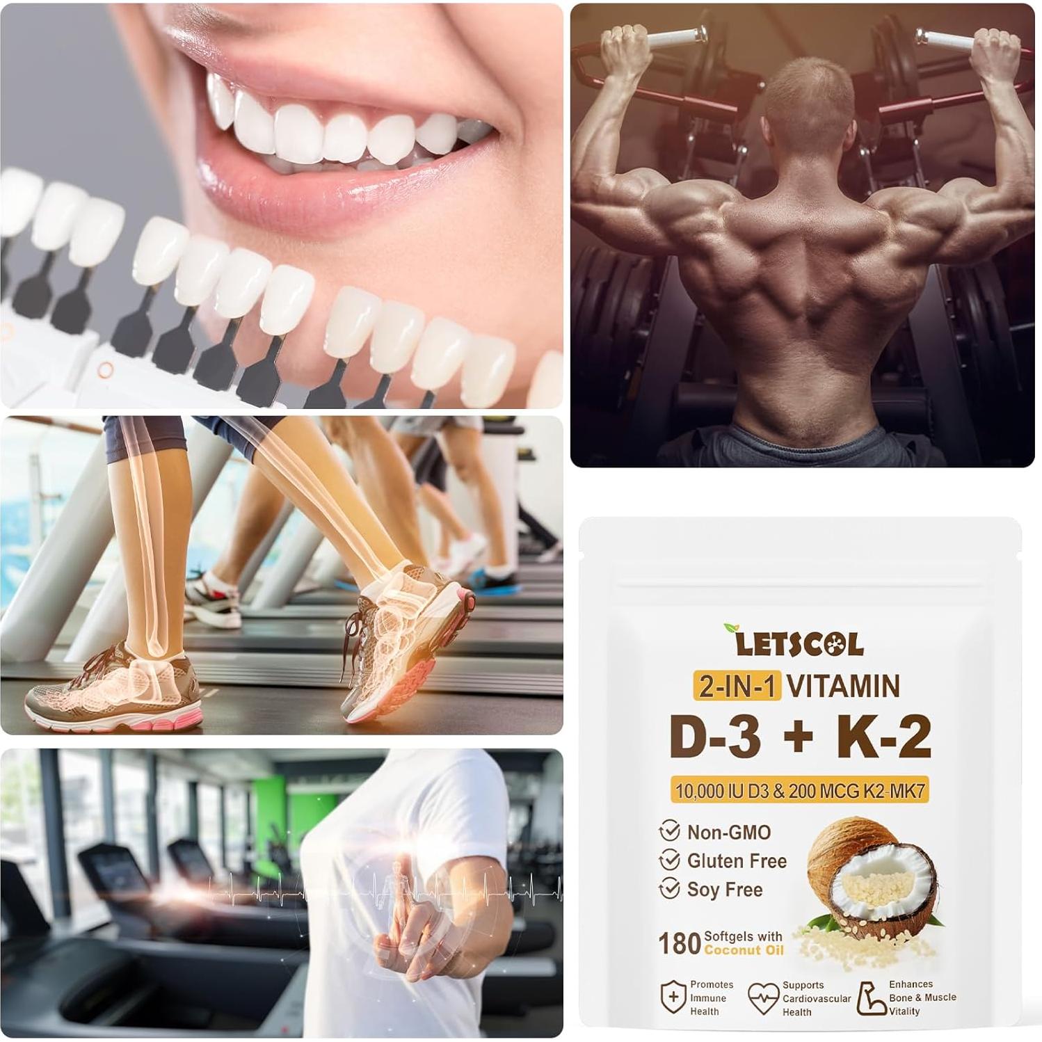 Suplemento Vitamina D3 K2 10000 UI 200 mcg Softgel LETSCOL