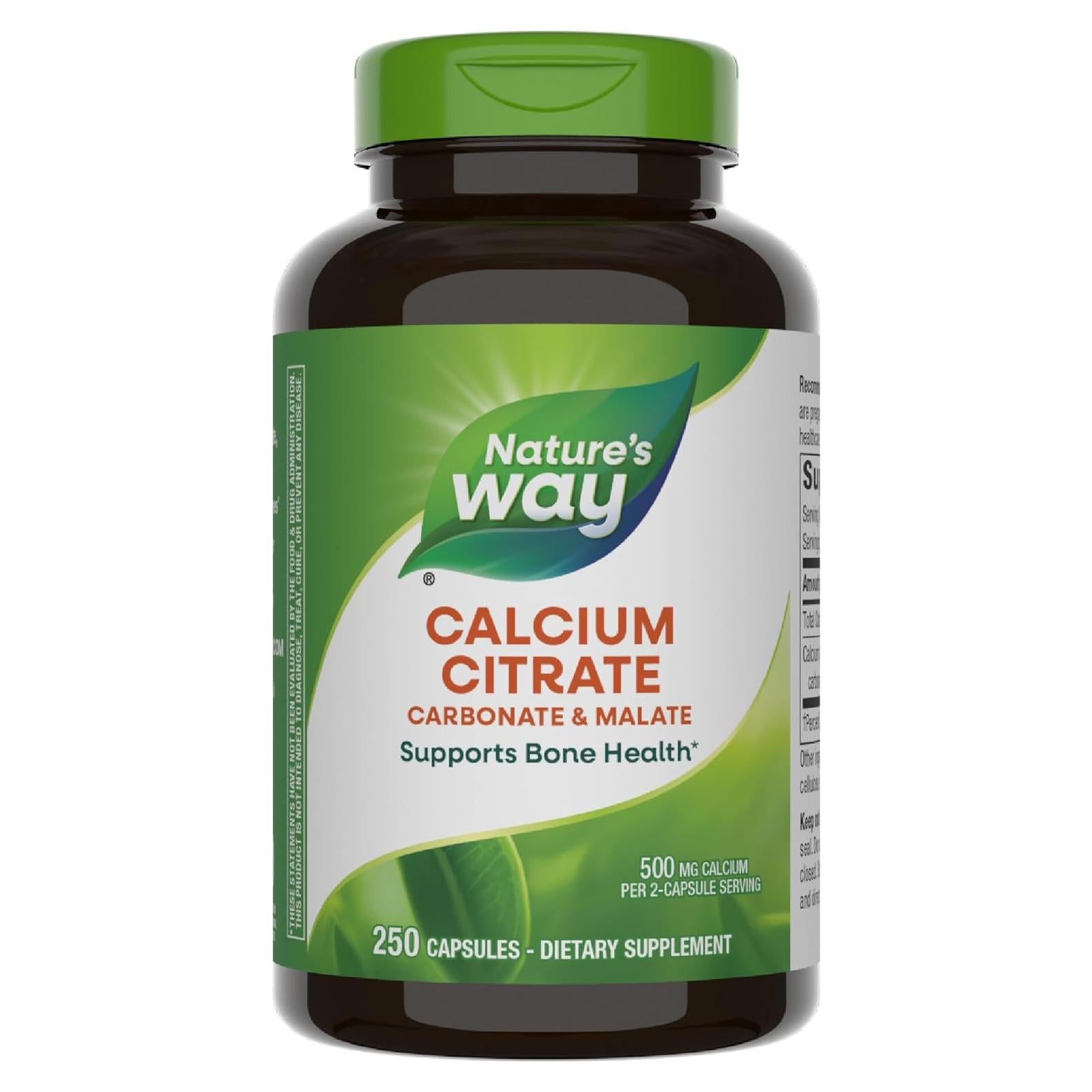 Citrato de Calcio Nature's Way 500 mg 250 Cápsulas Salud Ósea