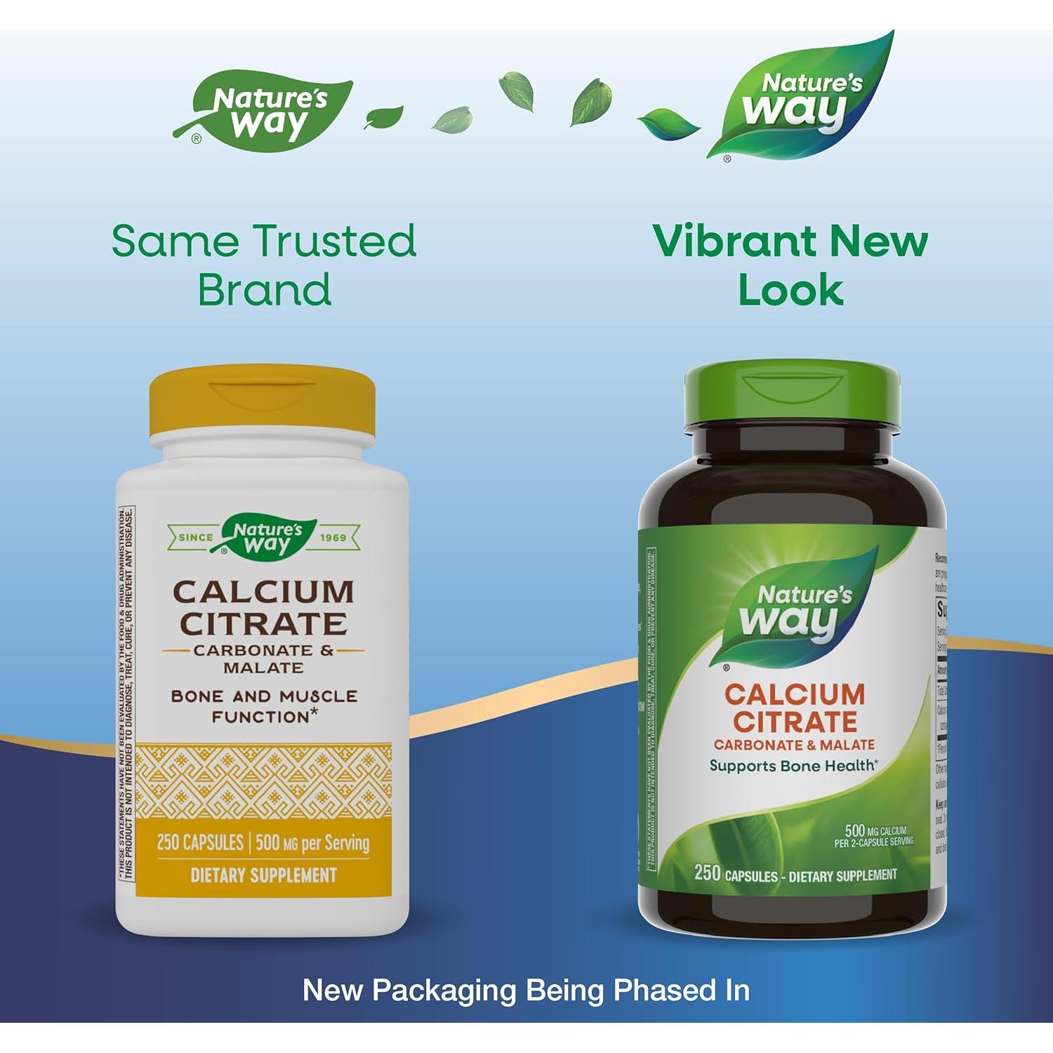 Citrato de Calcio Nature's Way 500 mg 250 Cápsulas Salud Ósea