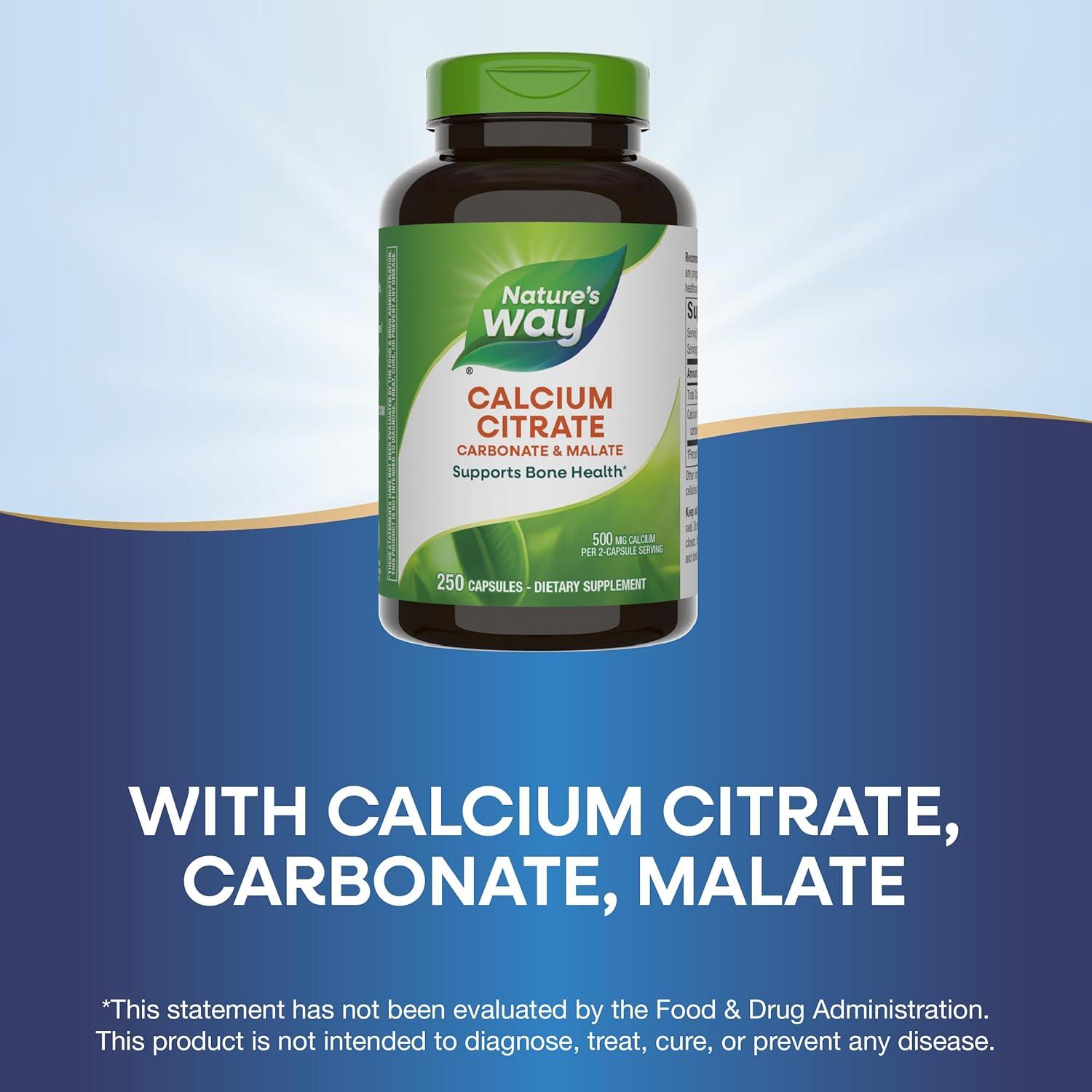 Citrato de Calcio Nature's Way 500 mg 250 Cápsulas Salud Ósea