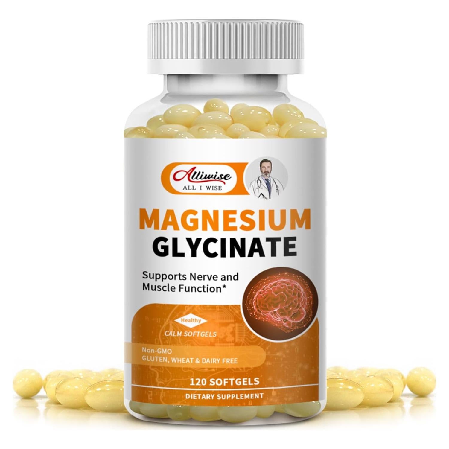 Suplemento de Magnesio Glicinato 400mg Softgels Alliwise