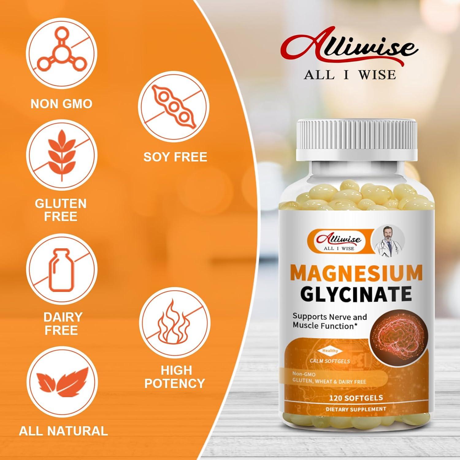 Suplemento de Magnesio Glicinato 400mg Softgels Alliwise