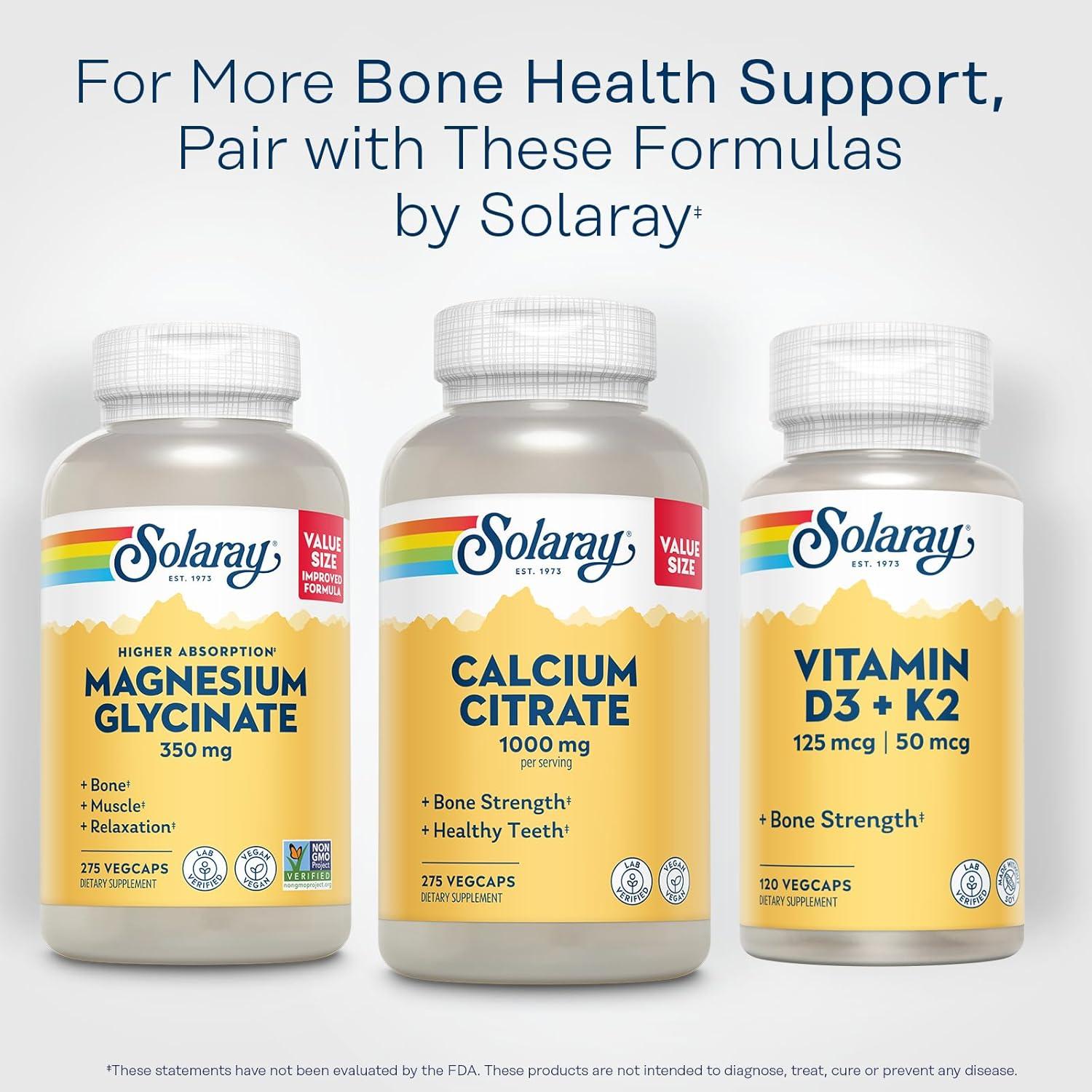 Citrato de Calcio Solaray 1000mg - Suplemento Vegano 275 VegCaps
