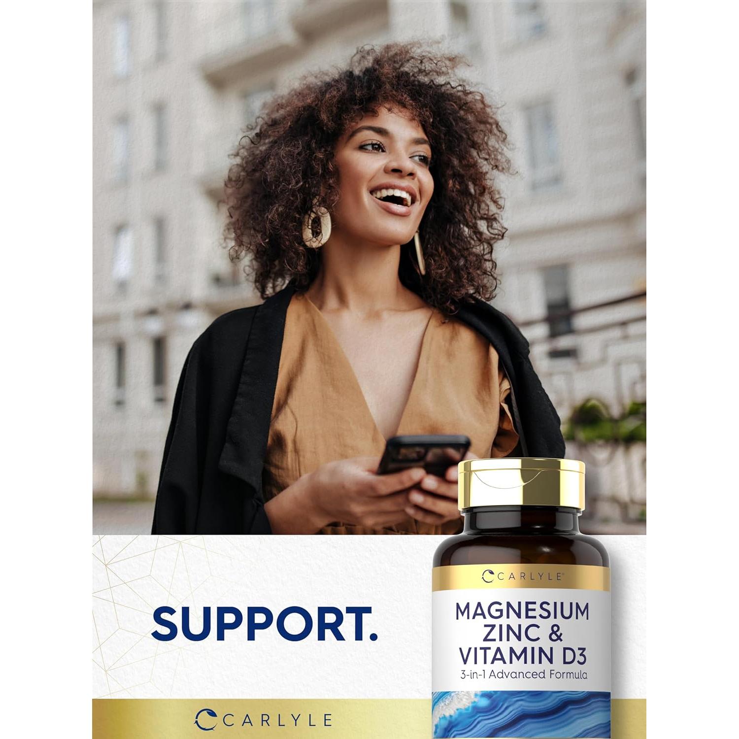 Cápsulas de Magnesio, Zinc y Vitamina D3 Carlyle 90 Unidades