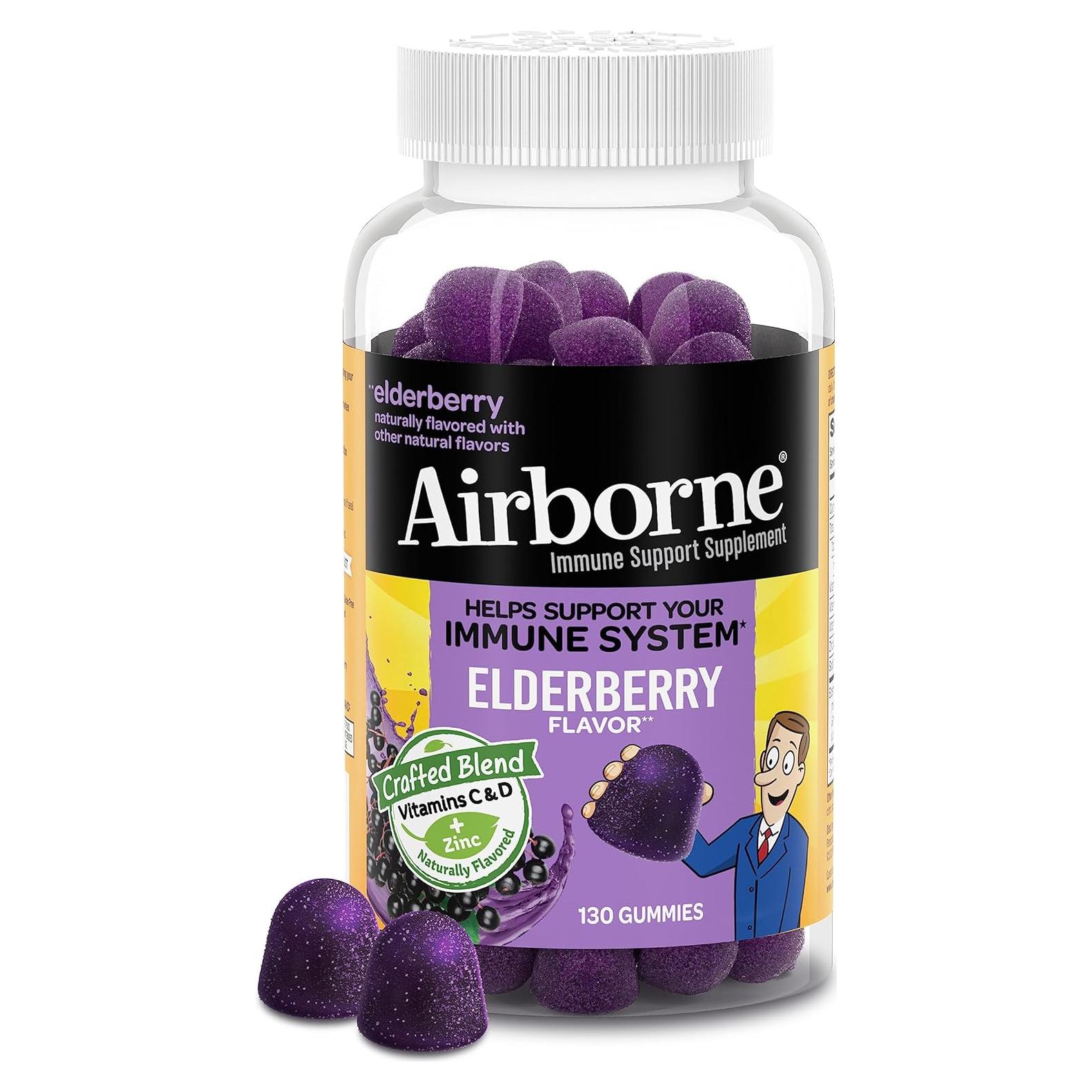 Gomitas Airborne con Zinc y Vitamina C - 130 Gomitas Sabor Saúco