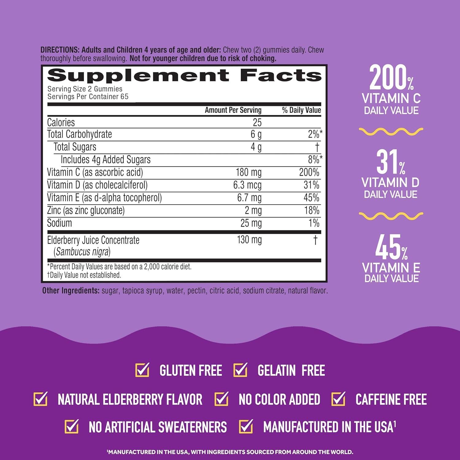 Gomitas Airborne con Zinc y Vitamina C - 130 Gomitas Sabor Saúco