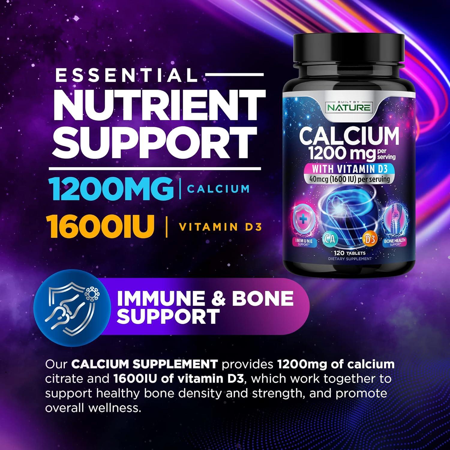 Suplemento de Calcio 1200mg con Vitamina D3 - 120 Tabletas