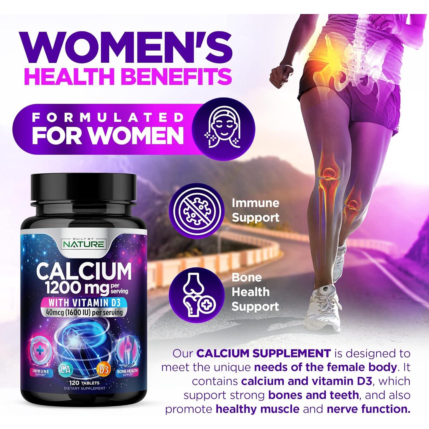 Suplemento de Calcio 1200mg con Vitamina D3 - 120 Tabletas