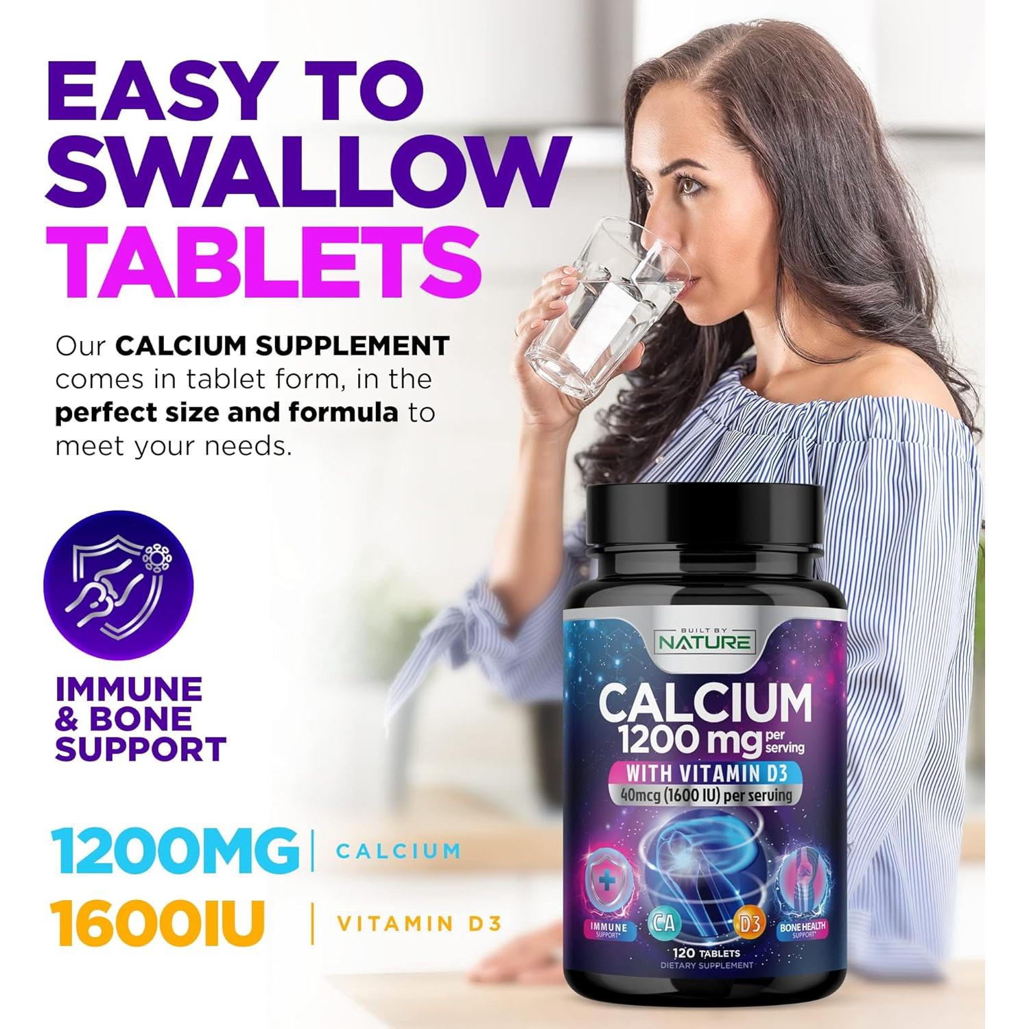 Suplemento de Calcio 1200mg con Vitamina D3 - 120 Tabletas
