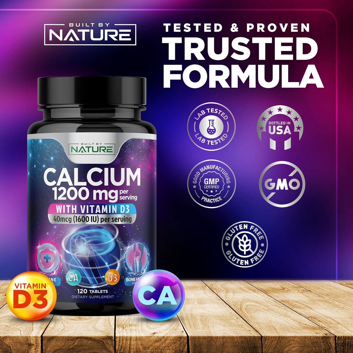 Suplemento de Calcio 1200mg con Vitamina D3 - 120 Tabletas