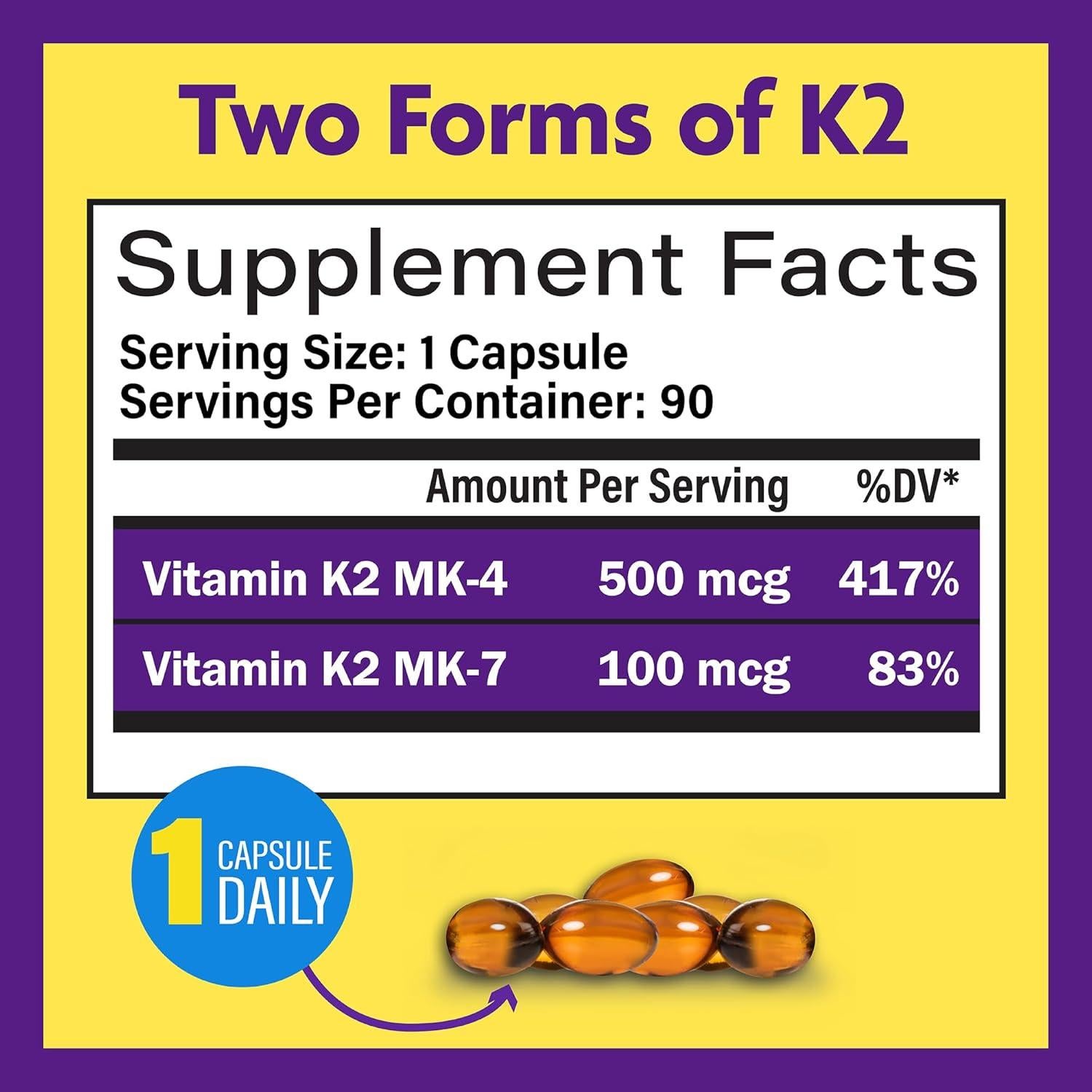 Suplemento de Vitamina K2 InnovixLabs 90 Softgels 600 mcg MK7 MK4