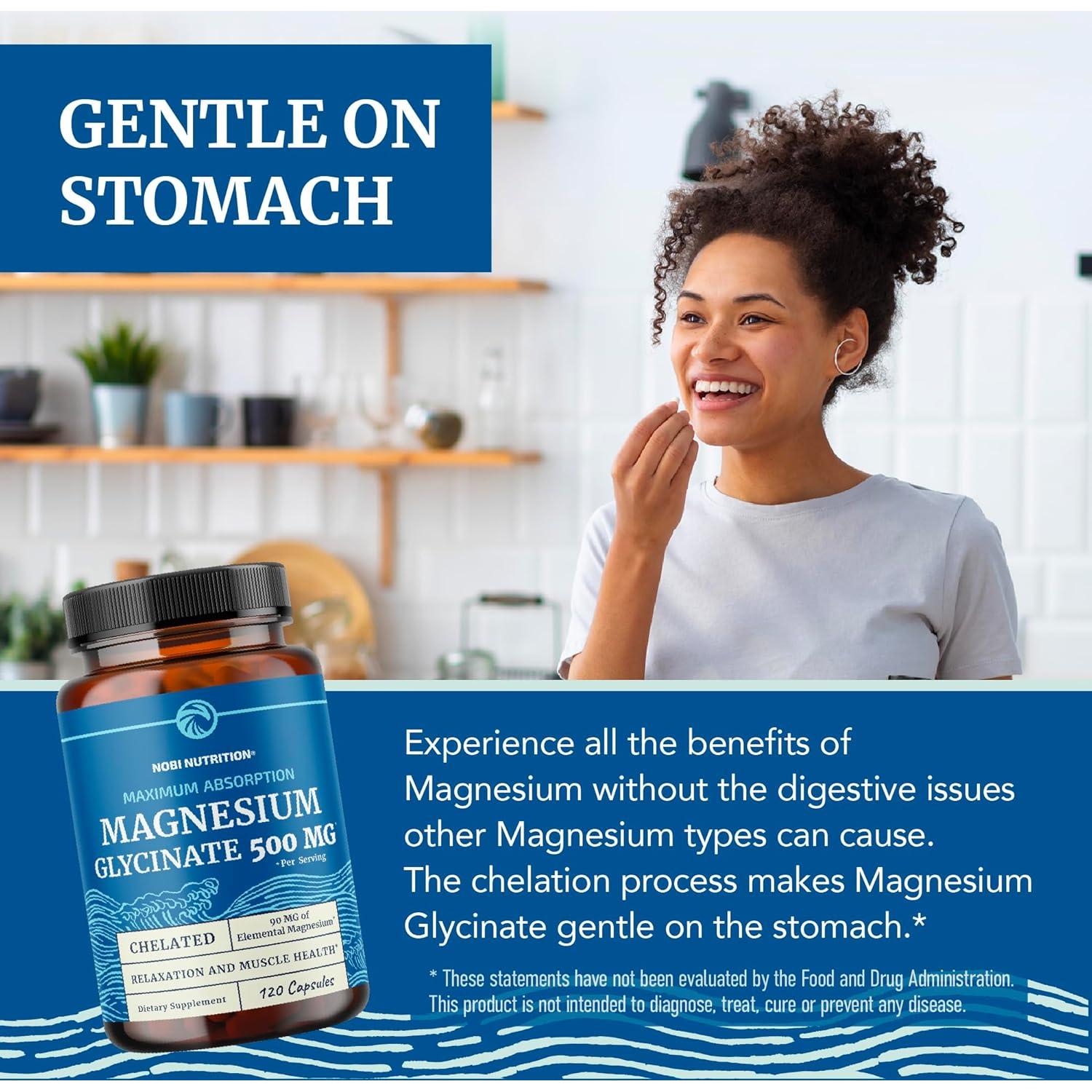 Glicinato de Magnesio 500mg Nobi Nutrition 120 Cápsulas