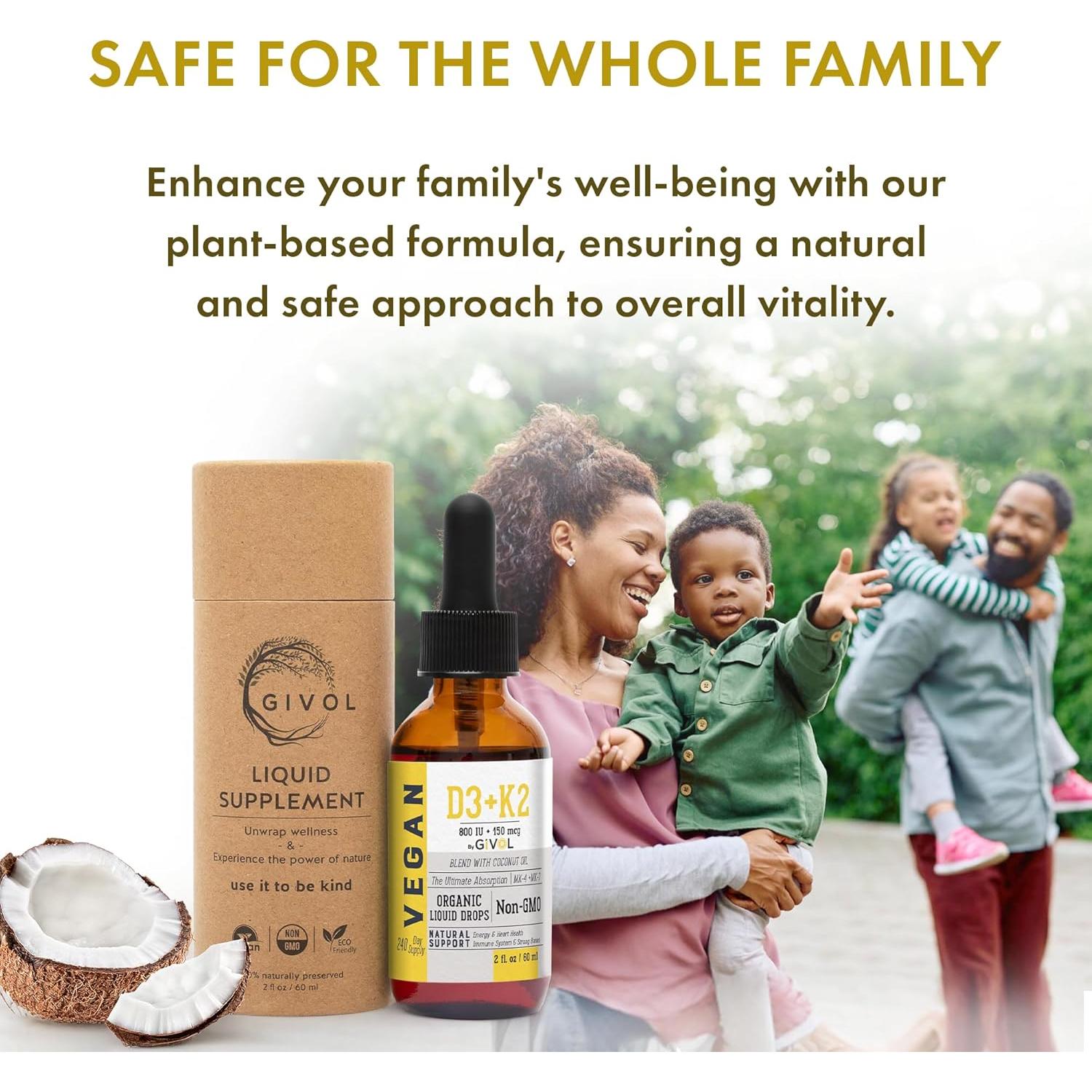 Gotas Líquidas de Vitamina D3 + K2 GIVOL 60ml - Natural y Orgánico