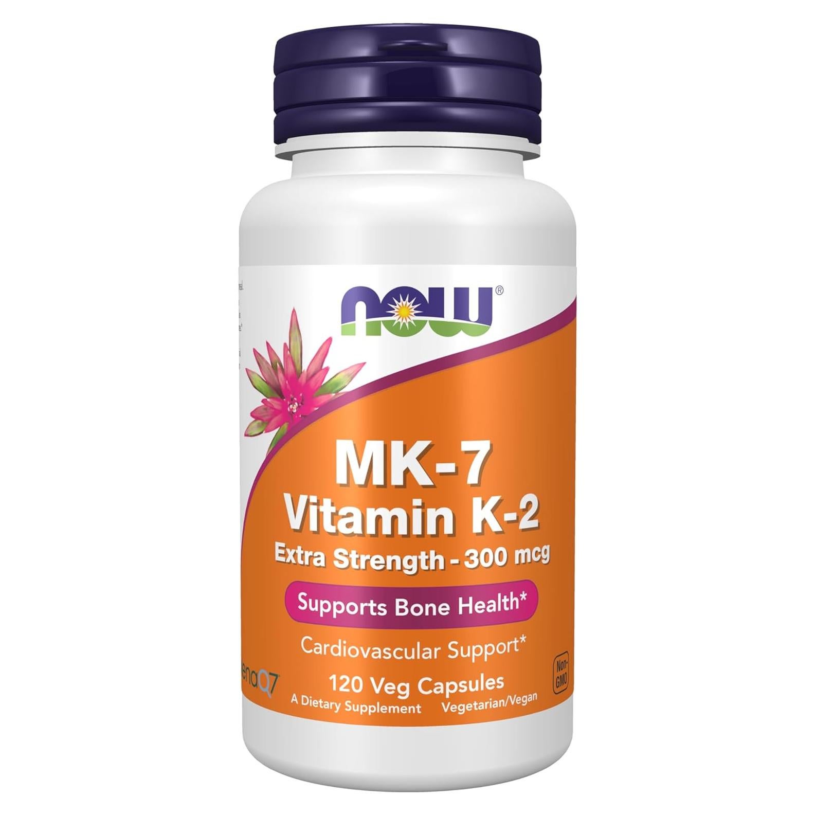 NOW MK-7 Vitamina K2 300 mcg Veganas 120 Cápsulas