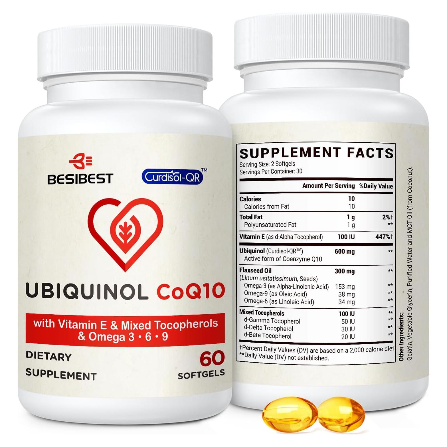 Ubiquinol CoQ10 600mg Besibest - Suplemento Antioxidante 60 Cápsulas