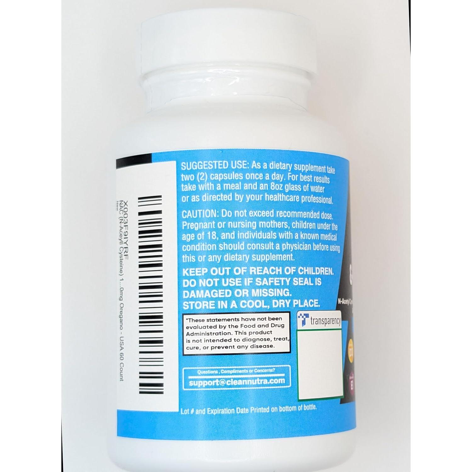 Suplemento NAC 1000mg Clean Nutraceuticals Vitamina D3 K2 Zinc