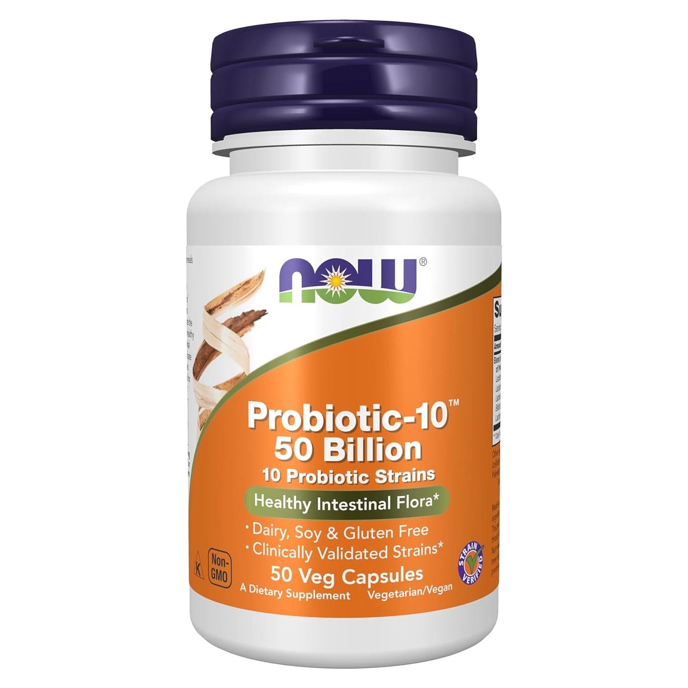 NOW Foods Probiotic-10, 50 Mil millones, 10 Cepas Probioticas, 50 Cápsulas Veganas