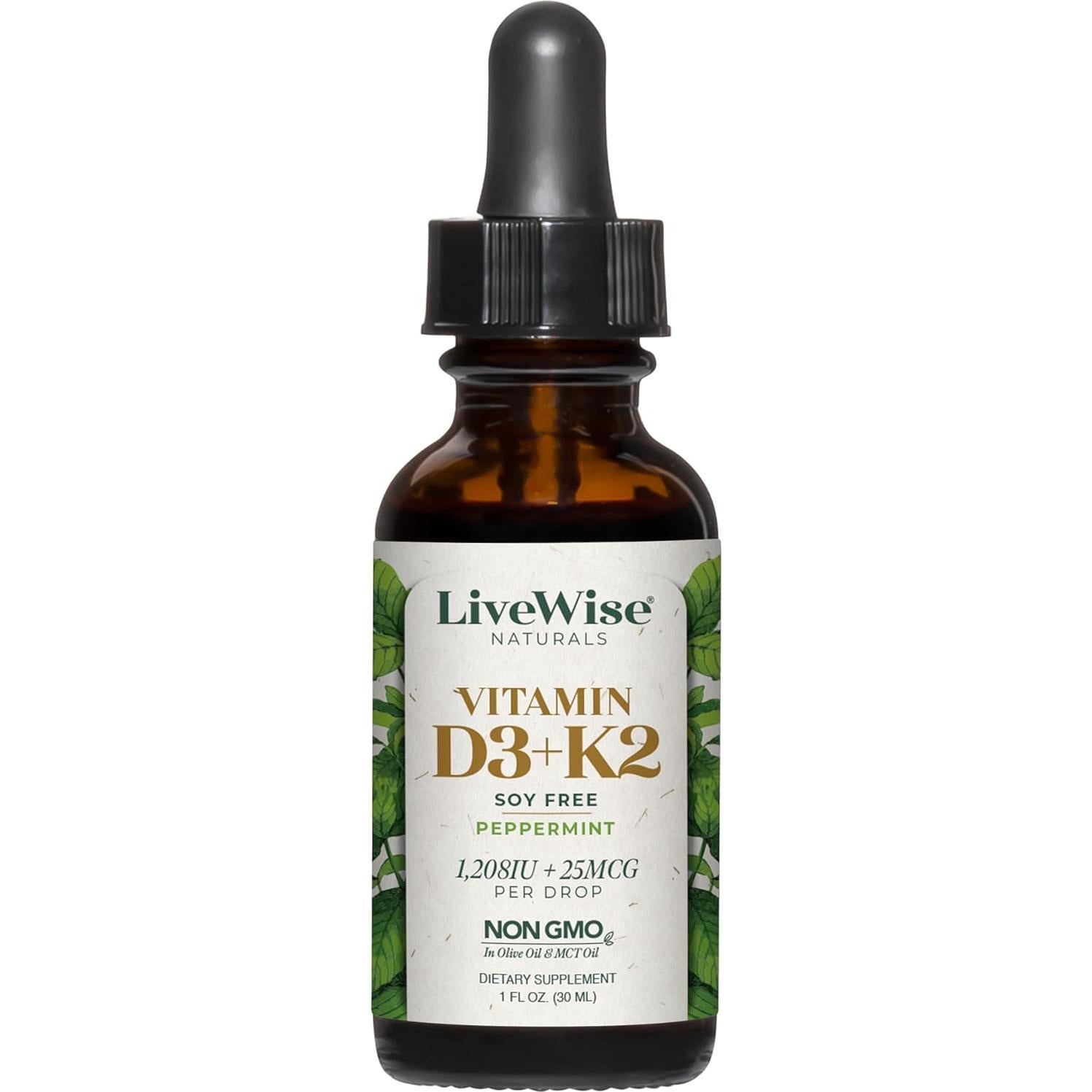 Gotas Líquidas Vitamina D3 1208 IU y K2 25 mcg LiveWise Naturals