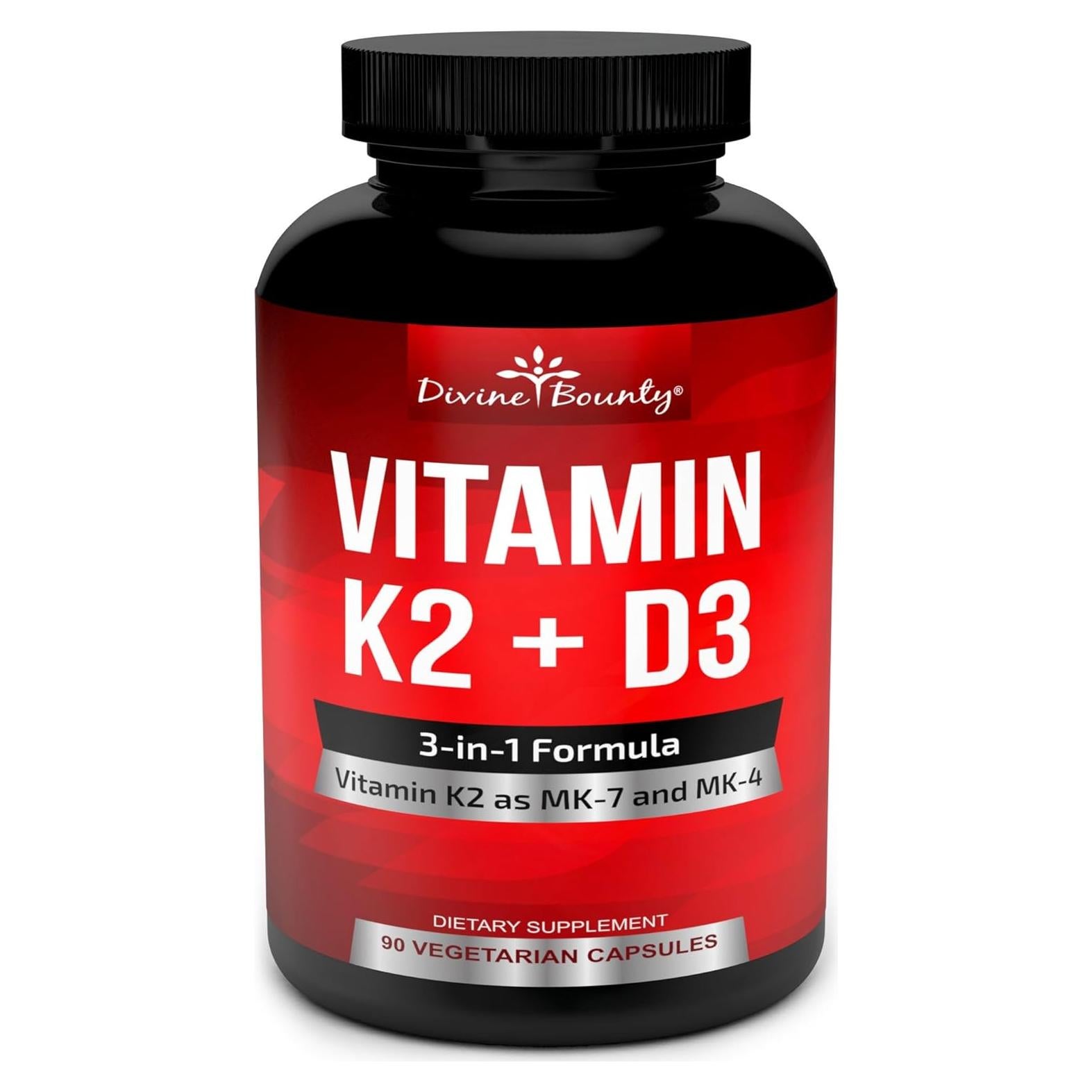 Suplemento Vitamina K2 + D3 Divine Bounty 90 Cápsulas