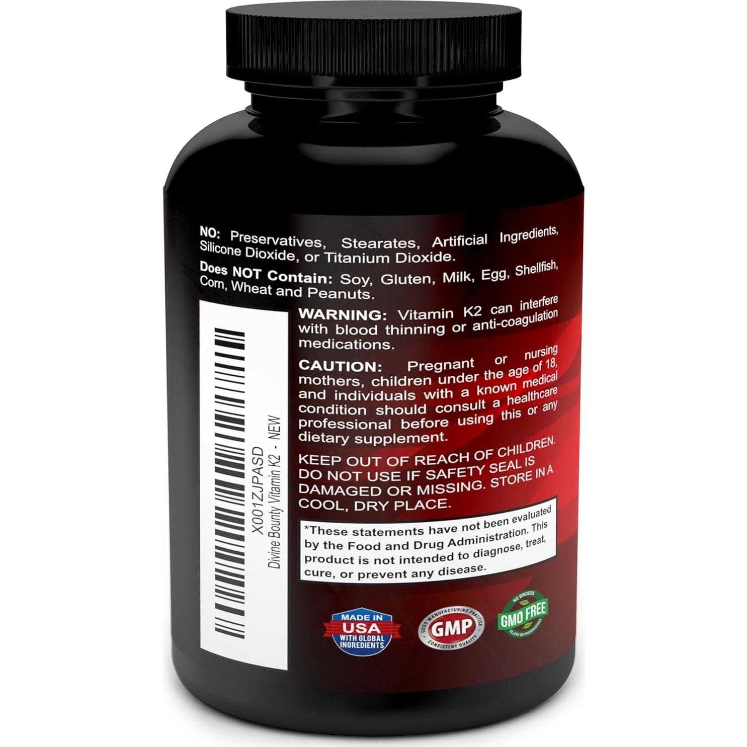 Suplemento Vitamina K2 + D3 Divine Bounty 90 Cápsulas