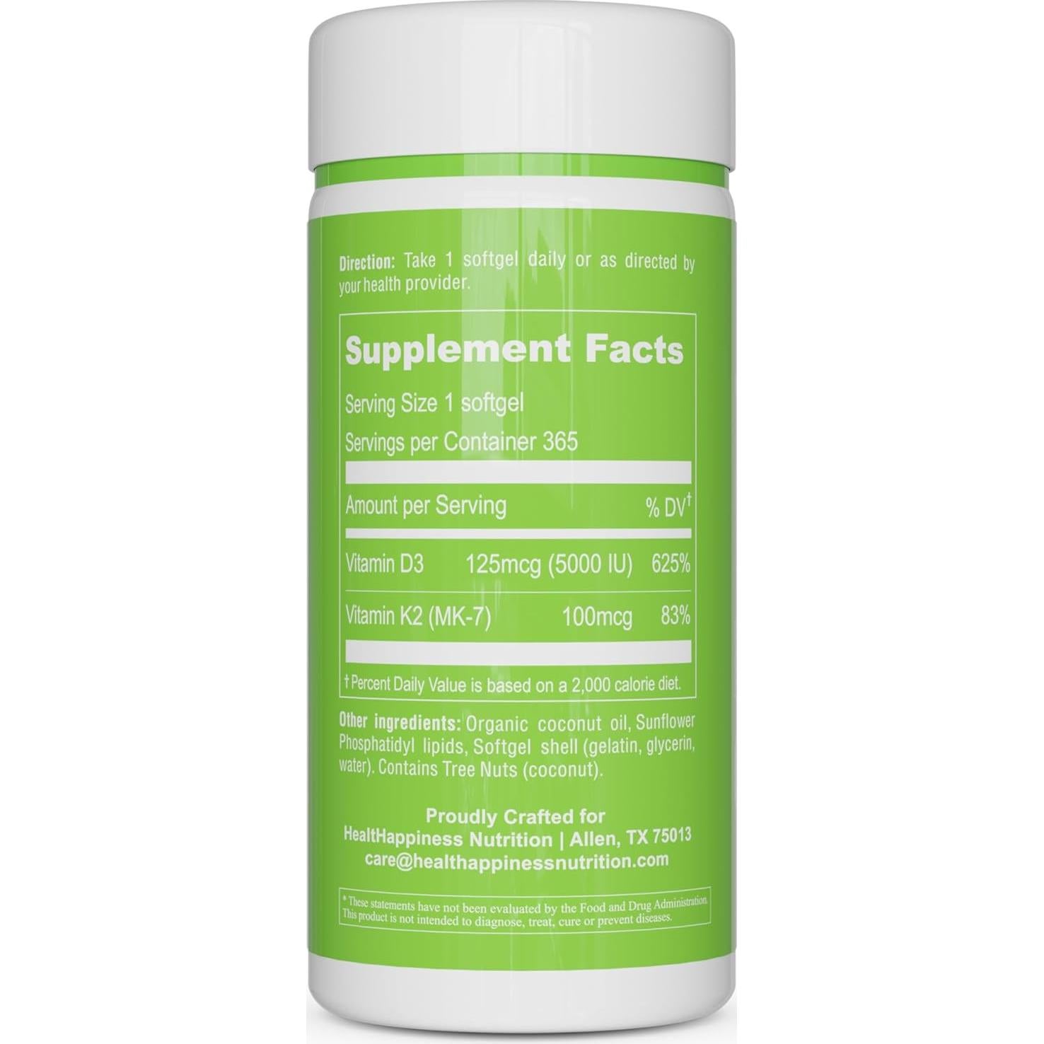 Suplemento Liposomal D3 y K2 MK-7 UpNourish 5000 UI 100 mcg