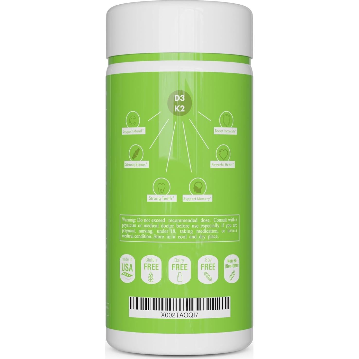 Suplemento Liposomal D3 y K2 MK-7 UpNourish 5000 UI 100 mcg